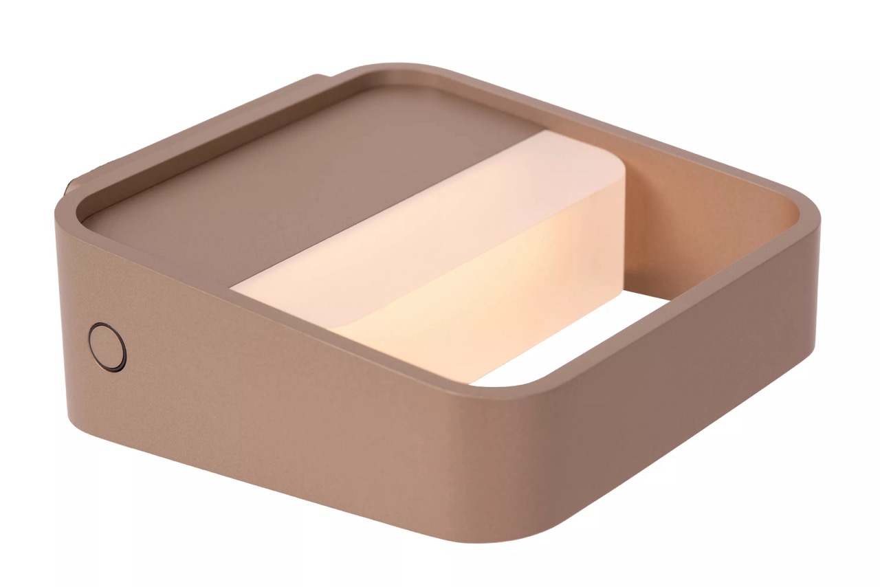 premiumbylucide Lucide Silvi - oplaadbare wandlamp - 13 x 13,5 x 5 cm - 3,7W dimbare LED incl. - roest bruin