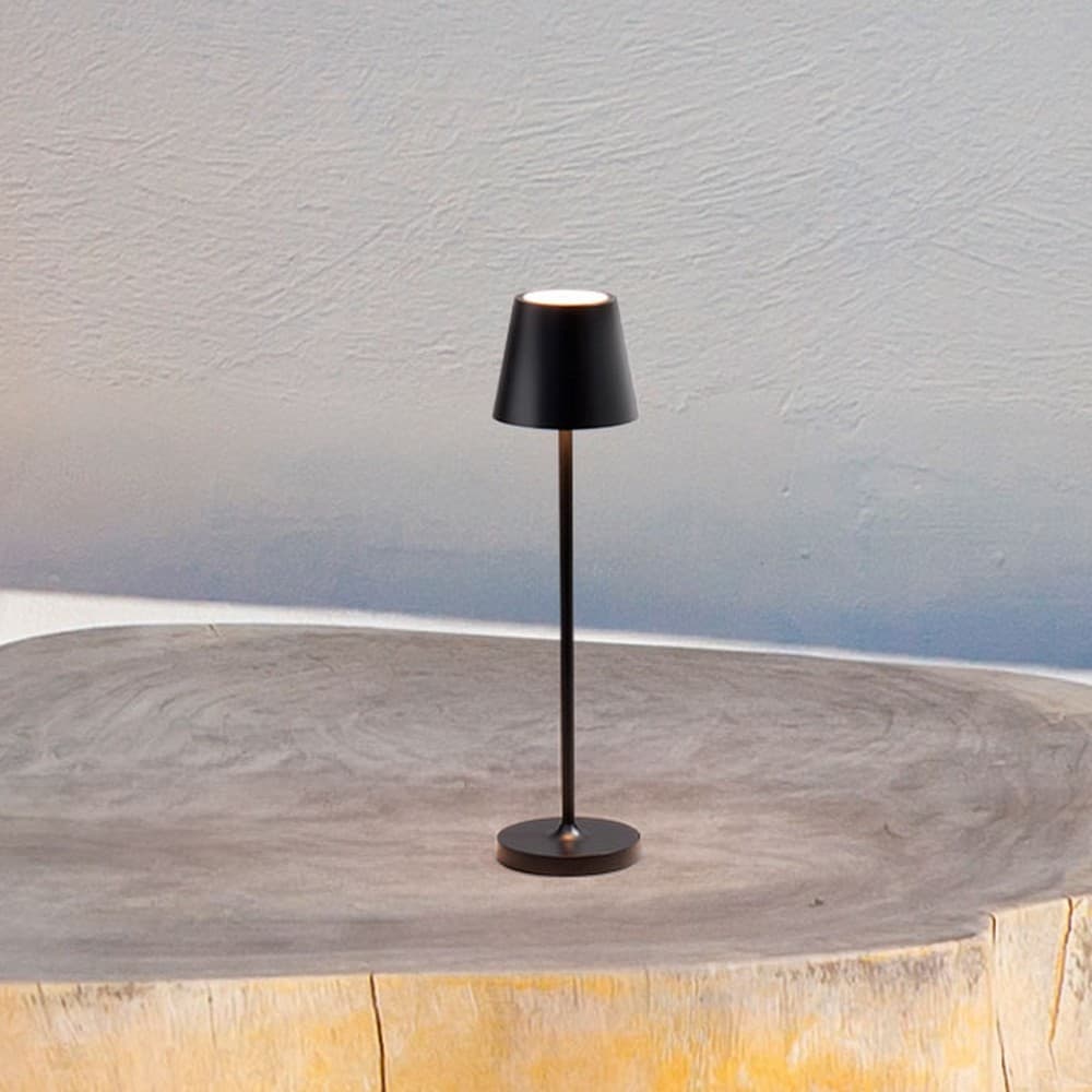 Nova Luce Petit - tafellamp met usb-poort - Ø 7 x 28 cm - 2W dimbare LED incl. - IP54 - zandzwart