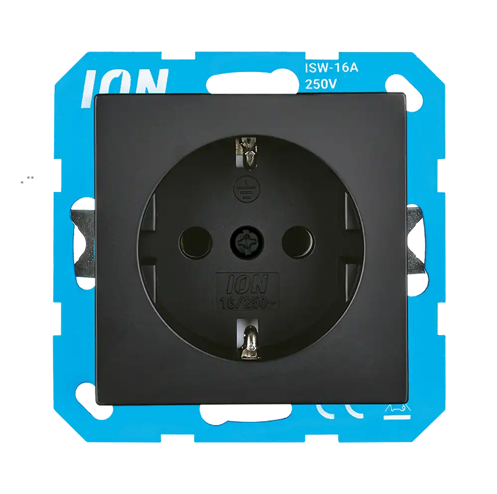 Ion Industries V1/J1 - 2 Zijdelingse Stopcontact (Nederlandse Versie) - Mat Zwart