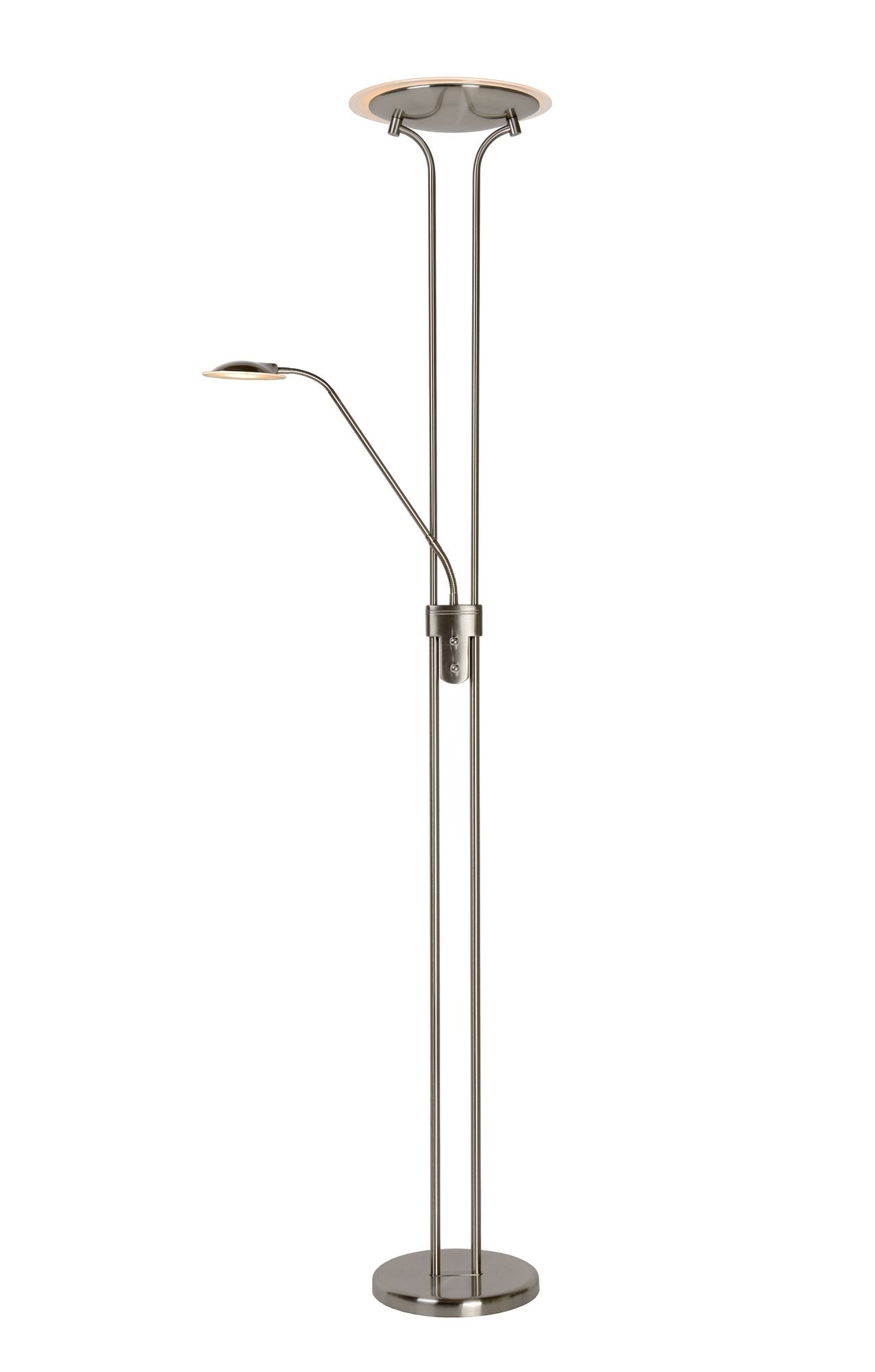 Lucide Champion-Led - Lampadaire / Lampe De Lecture - Ø 25,4 cm - Led Dim. - 1x20W 3000K - Chrome Dépoli