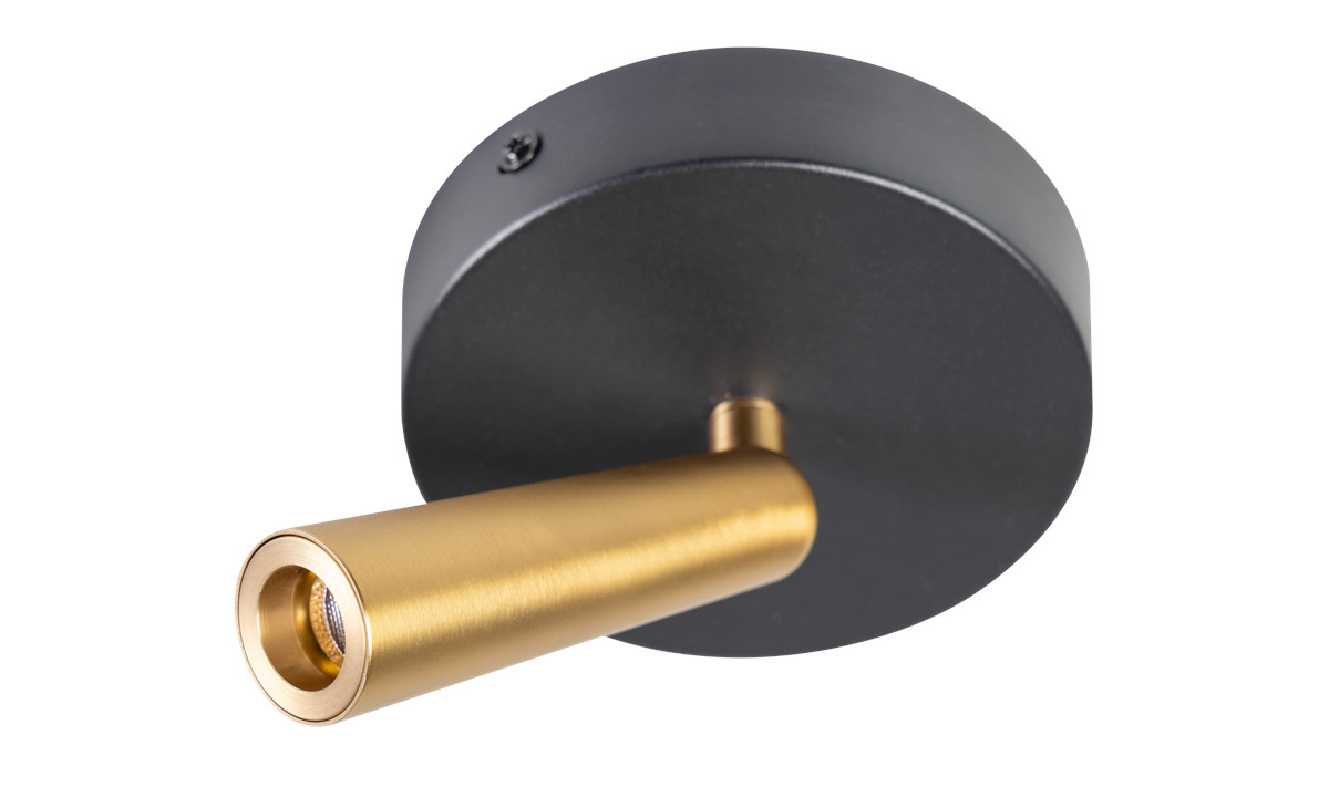 Eth Barry - Opbouwspot 1L - Ø 11 X 2, 5 Cm - 3W Led Incl. - Zwart En Messing