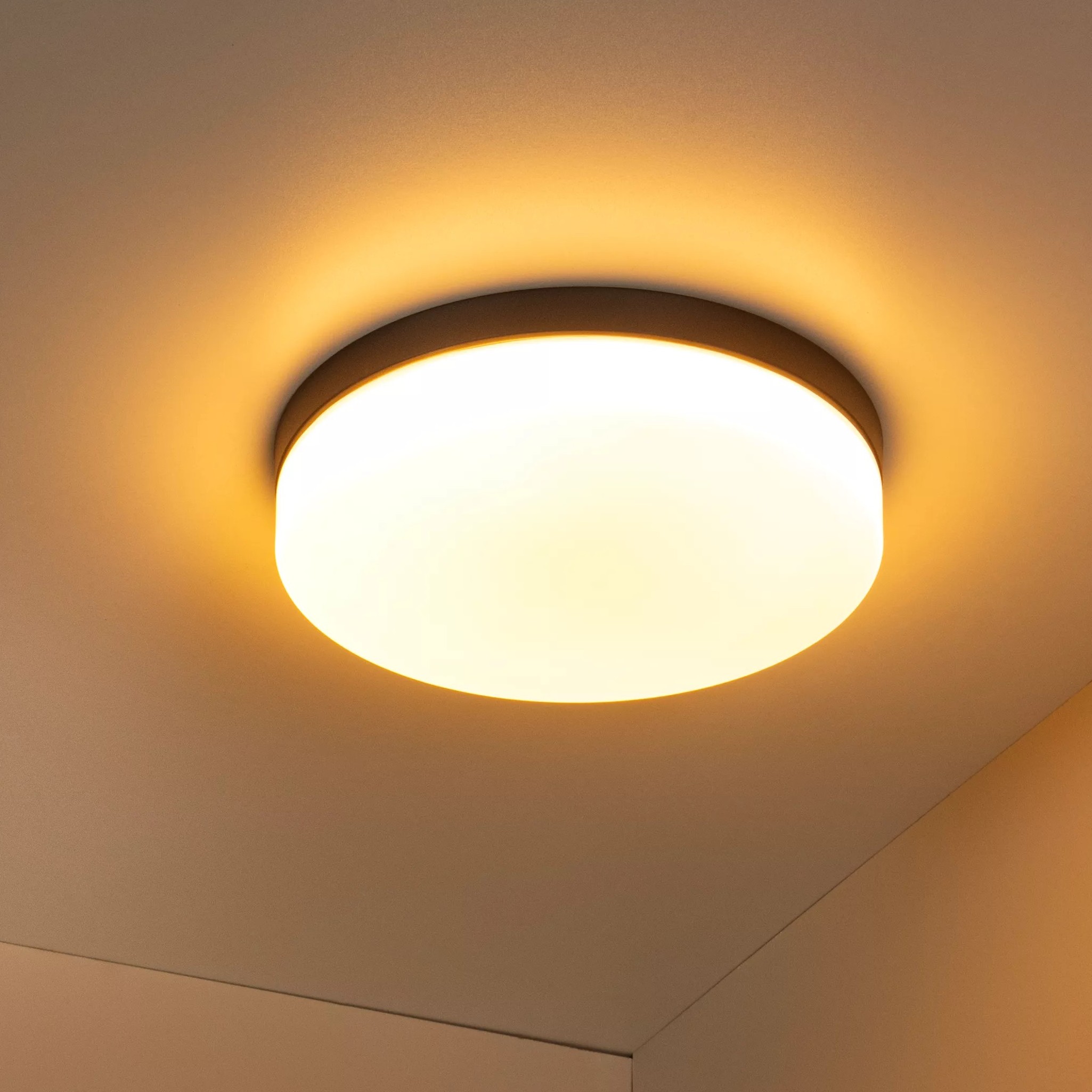 Lucide Biskit - Plafondlamp Met Bewegingssensor - Ø 34, 5 X 7, 5 Cm - 24W Led Incl. - IP44 - Zwart