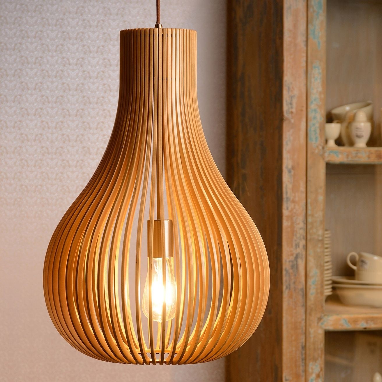 Lucide Bodo - Suspension - Ø 38 cm - Bois
