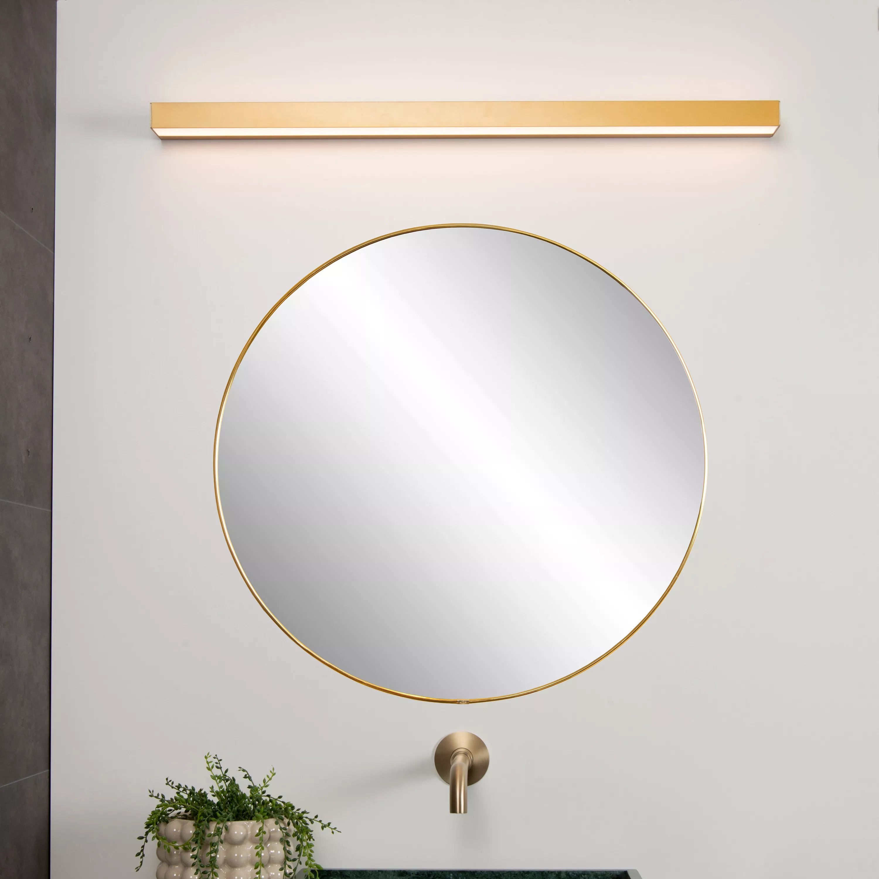 Lucide Alexa - Wandlamp Langwerpig - 13W Led Incl. - 90 X 8 X 3, 6 Cm - IP44 - Mat Goud