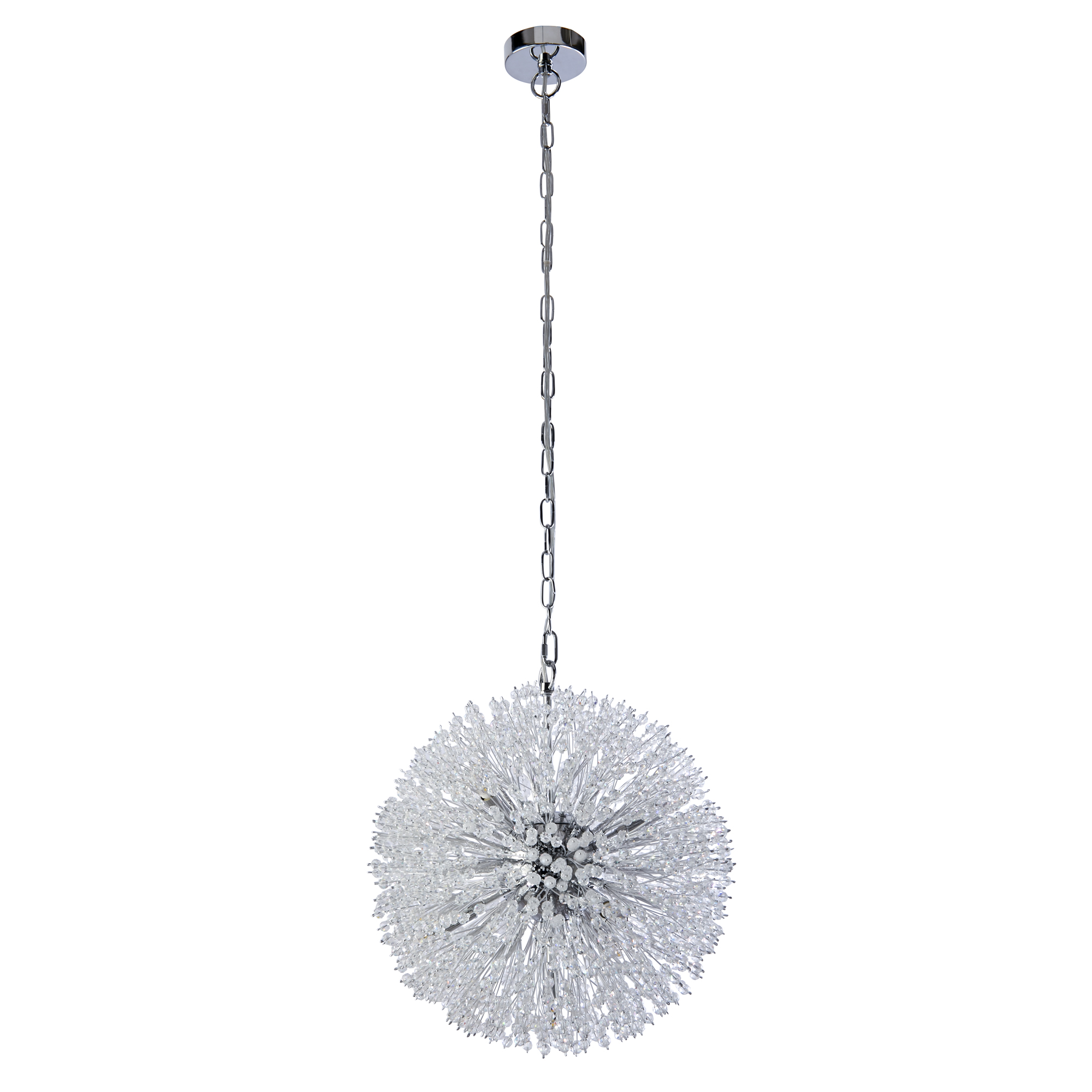 Searchlight Sunburst - Hanglamp - Ø 40 X 150 Cm - Chroom En Transparant