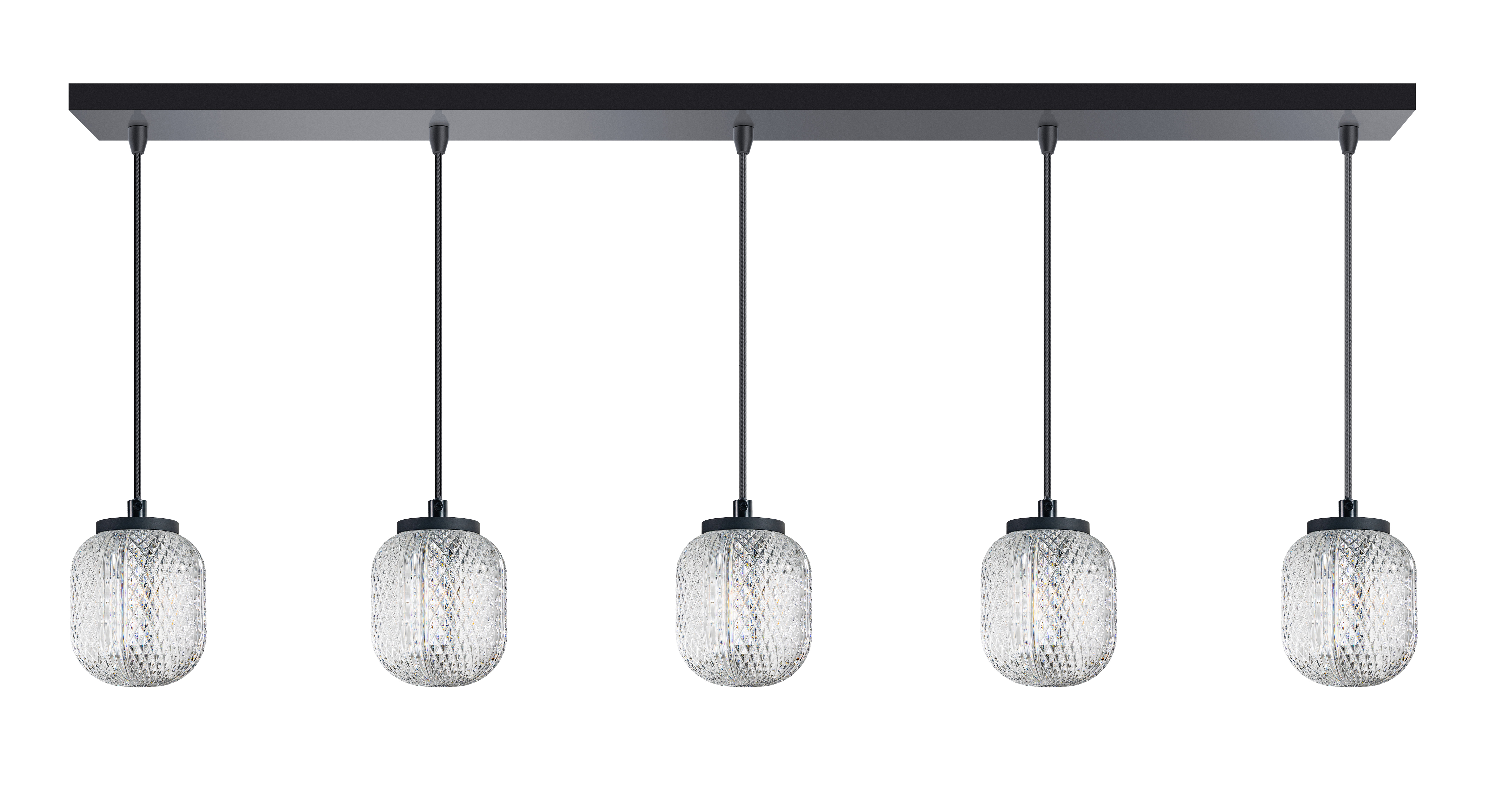 Eth Kristel - Hanglamp - 120 X 15 X 200 Cm - Transparant En Zwart