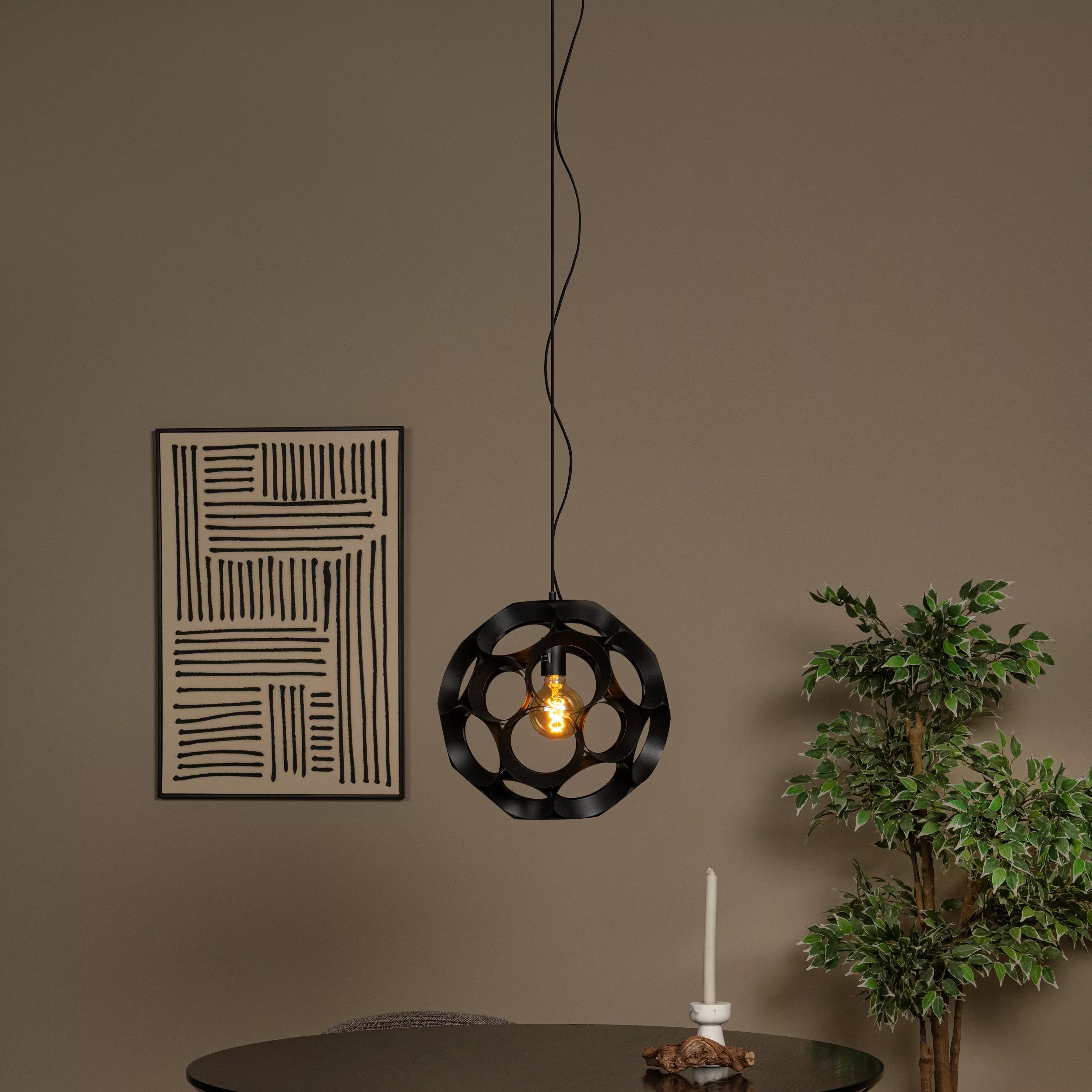 Lucide Hannelore - Hanglamp - Ø 40 X 170, 8 Cm - Zwart