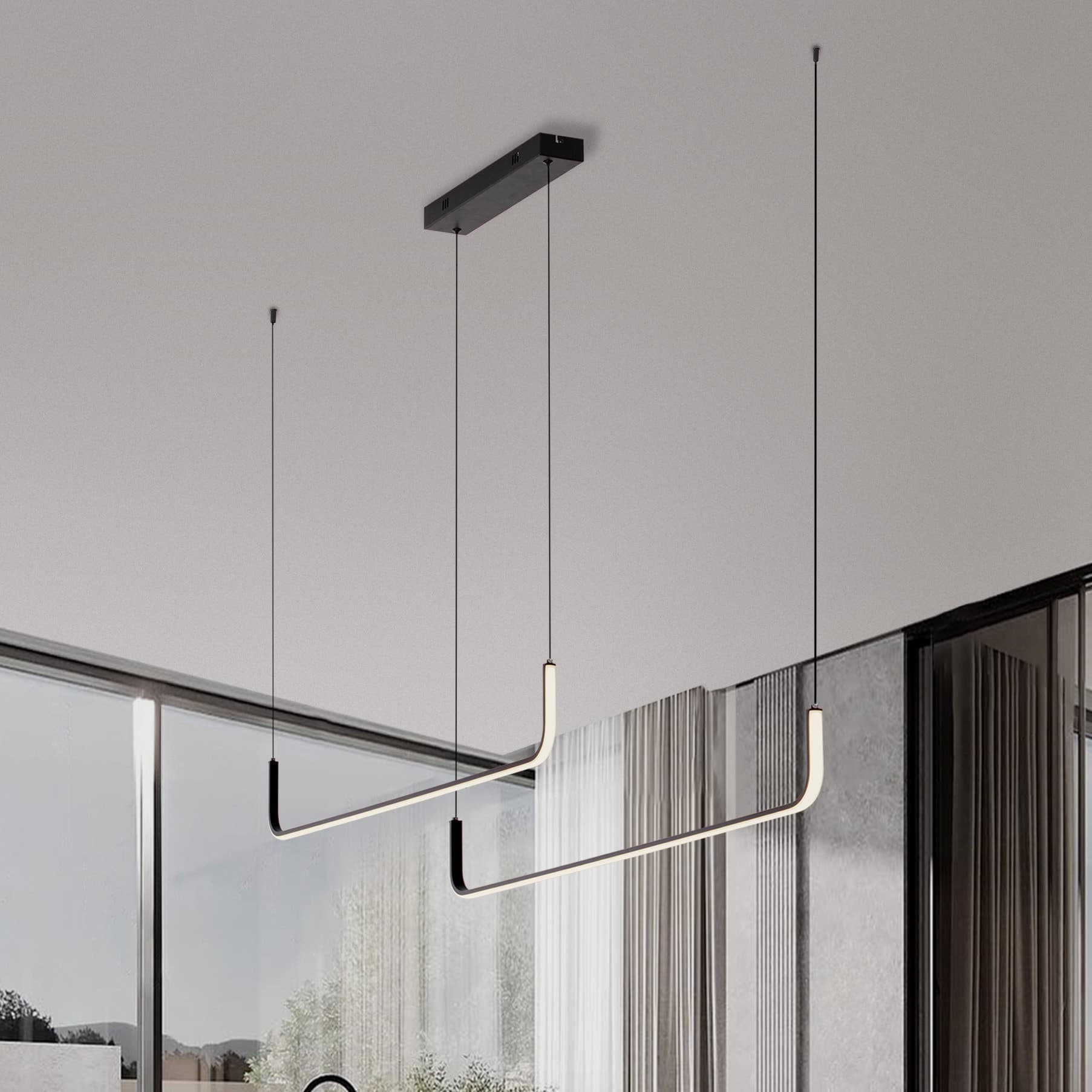 Nova Luce Strita - Hanglamp - 165 X 150 X 7 Cm - 42W Dimbare Led Incl. - Zandzwart