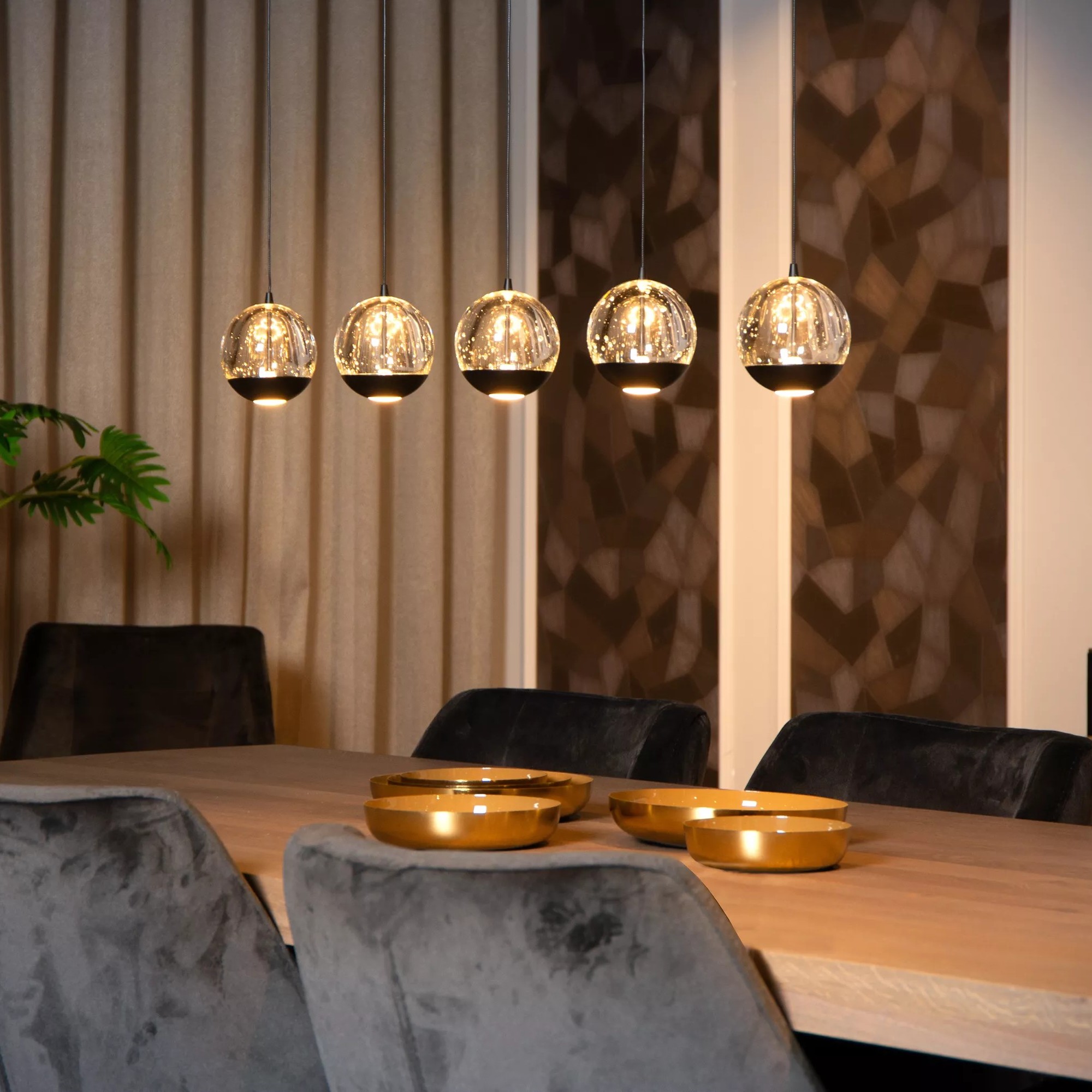 Lucide Sentubal 5L - Hanglamp - 84 X 10 X 150 Cm - 5 X 5, 3W Led Incl. - Zwart