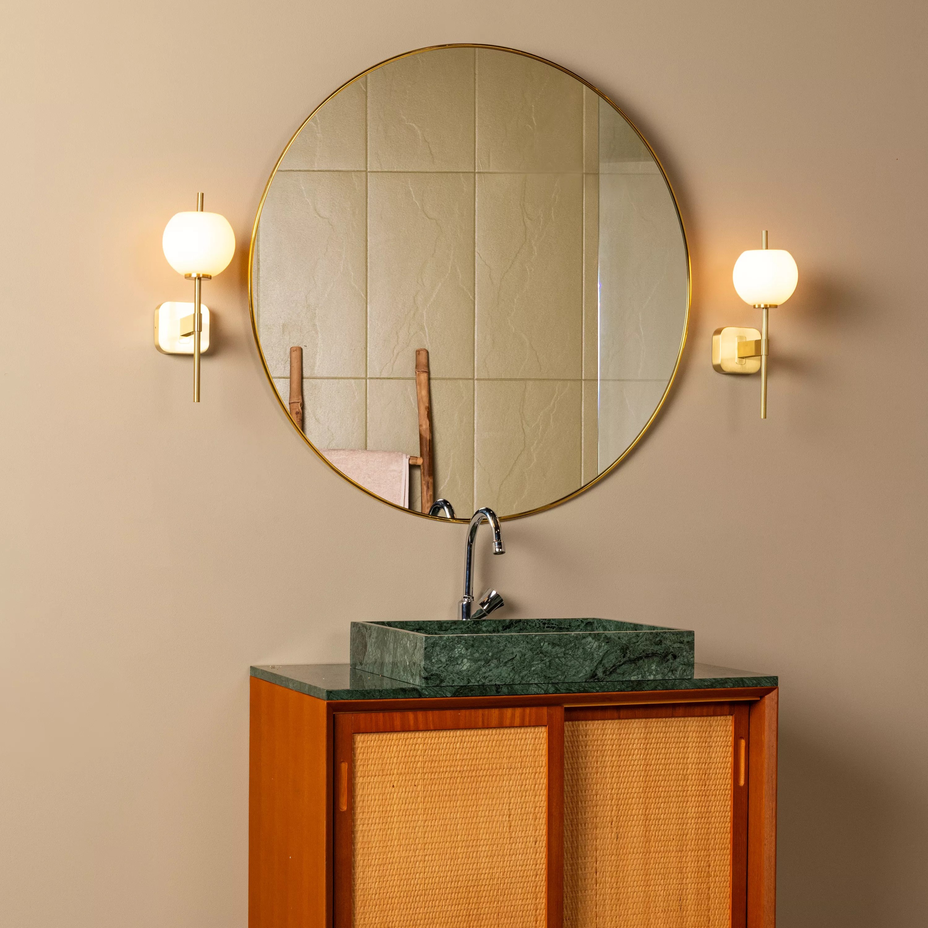 Lucide Elda - Wandlamp - 18, 4 X 12 X 34, 5 Cm - IP44 - Goud