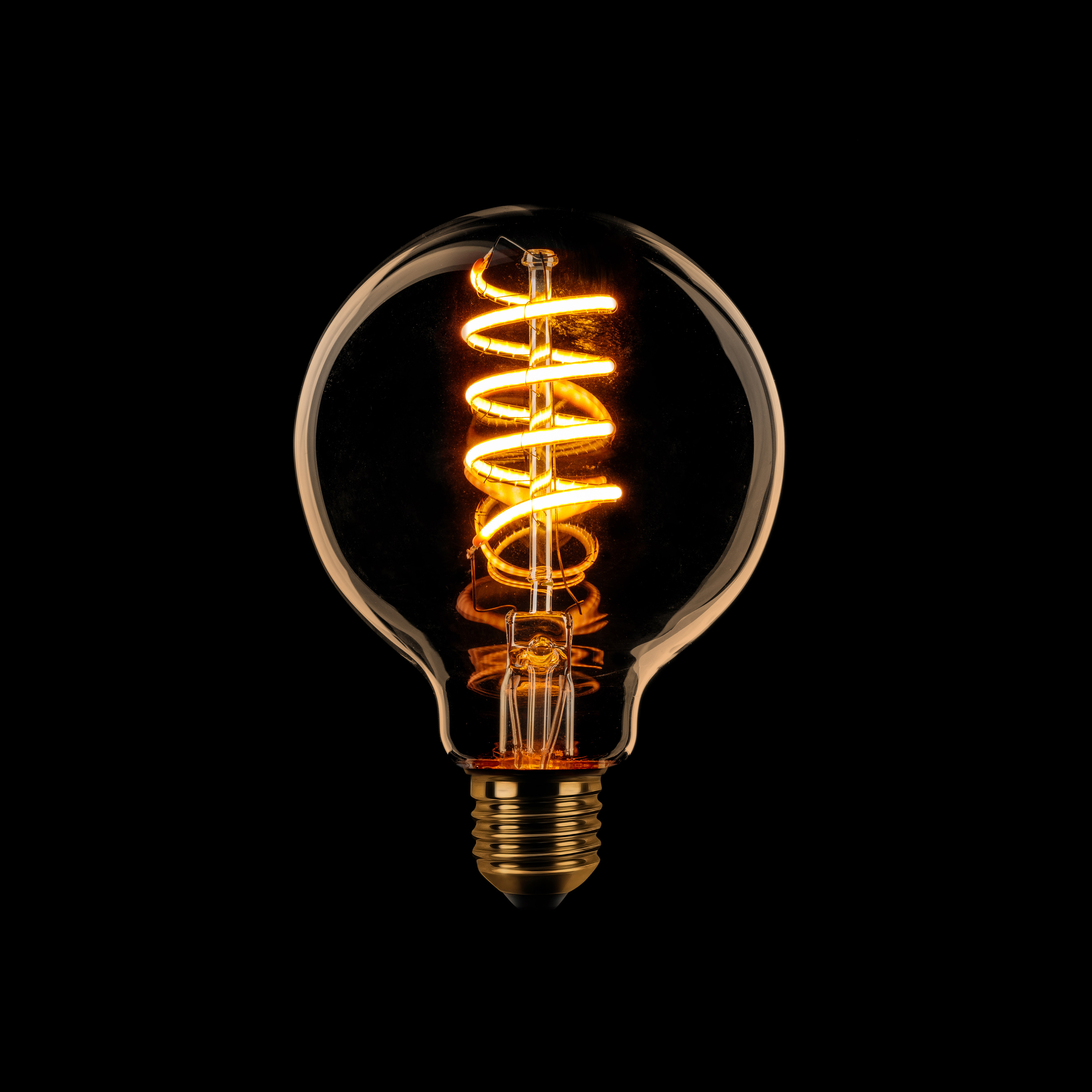 Eth Globe Spiral Led Filament - Ø 8 Cm - E27 - 3 Stappen Dimbaar - 7W - 1800K - Goud