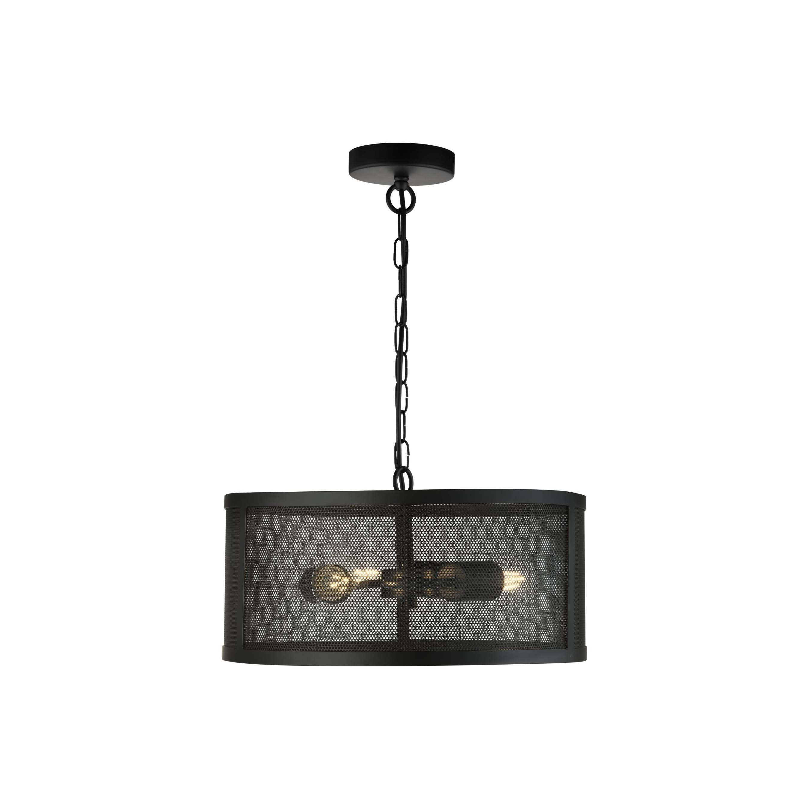 Searchlight Fishnet - Hanglamp - Ø 45 X 150 Cm - Mat Zwart
