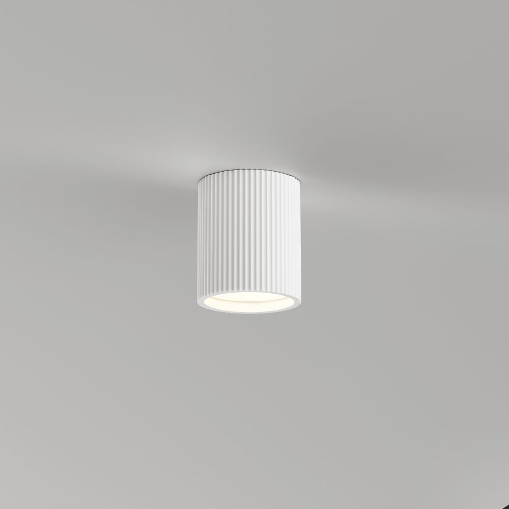 Artdelight Toulouse - Plafondlamp - Ø 11 X 13 Cm - Wit Geribbeld