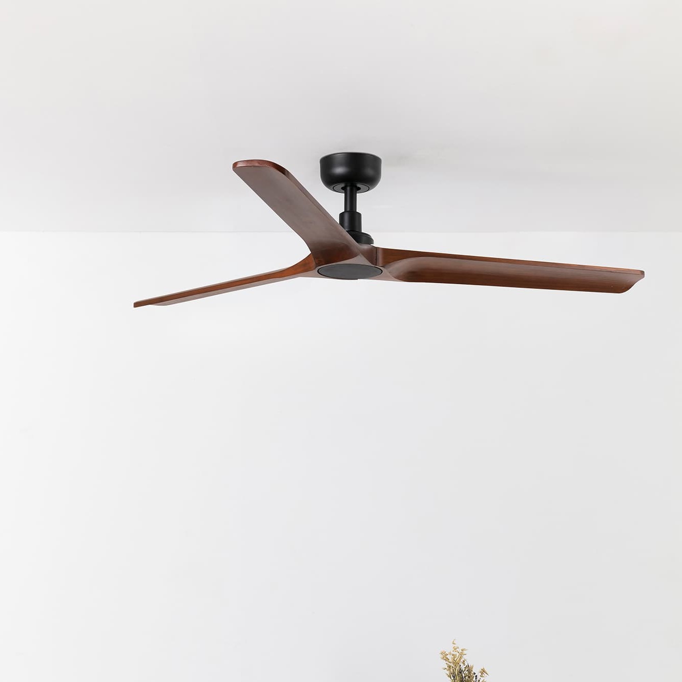 Faro Heywood L - plafondventilator - Ø 132 cm - mat zwart en donker walnoot