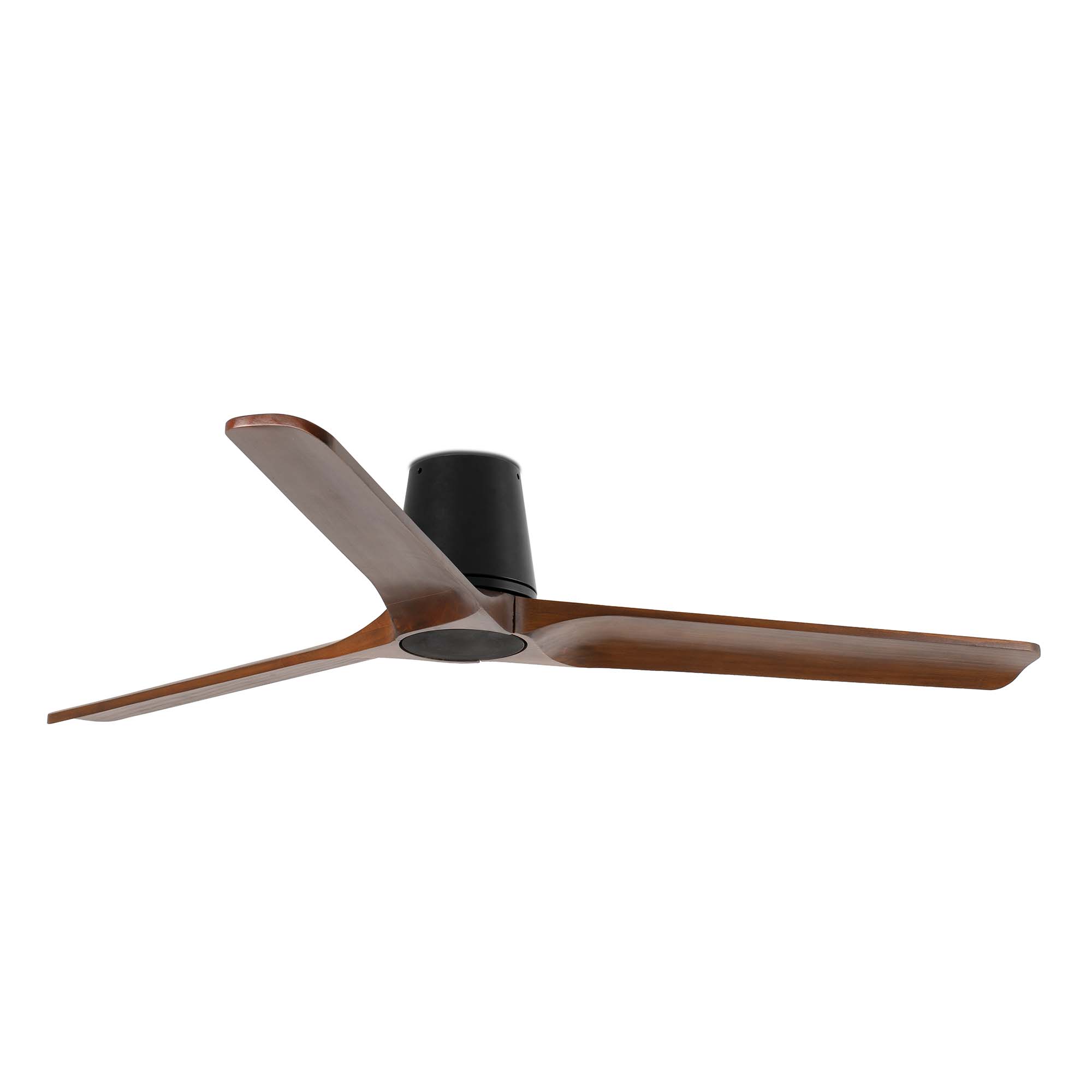 Faro Heywood Tub L - Plafondventilator - Ø 132 Cm - Mat Zwart En Donker Walnoot