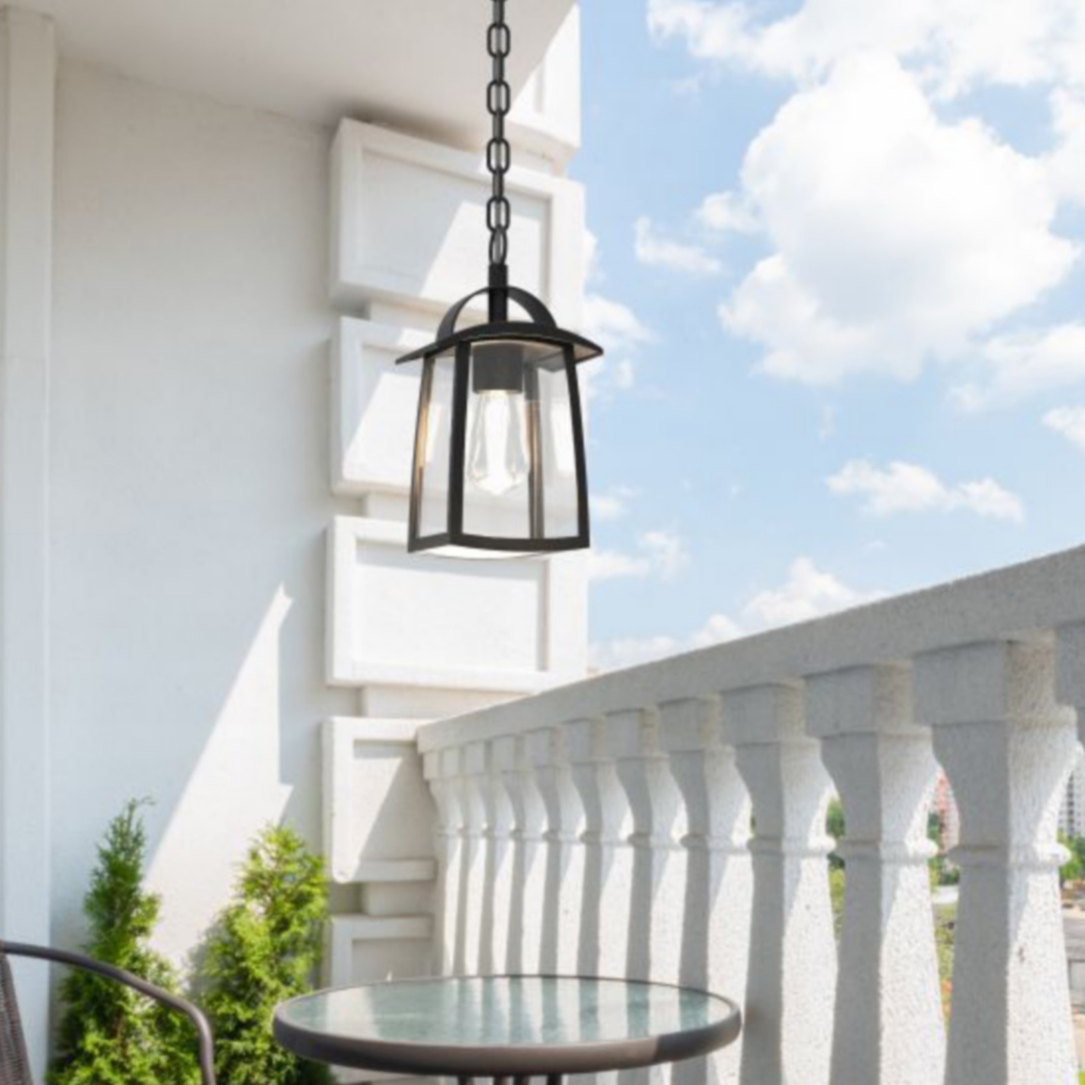 Lutec Kelsey - Buiten Hanglamp - 14, 3 X 17 X 90, 6 Cm - IP44 - Transparant Glas - Zwart