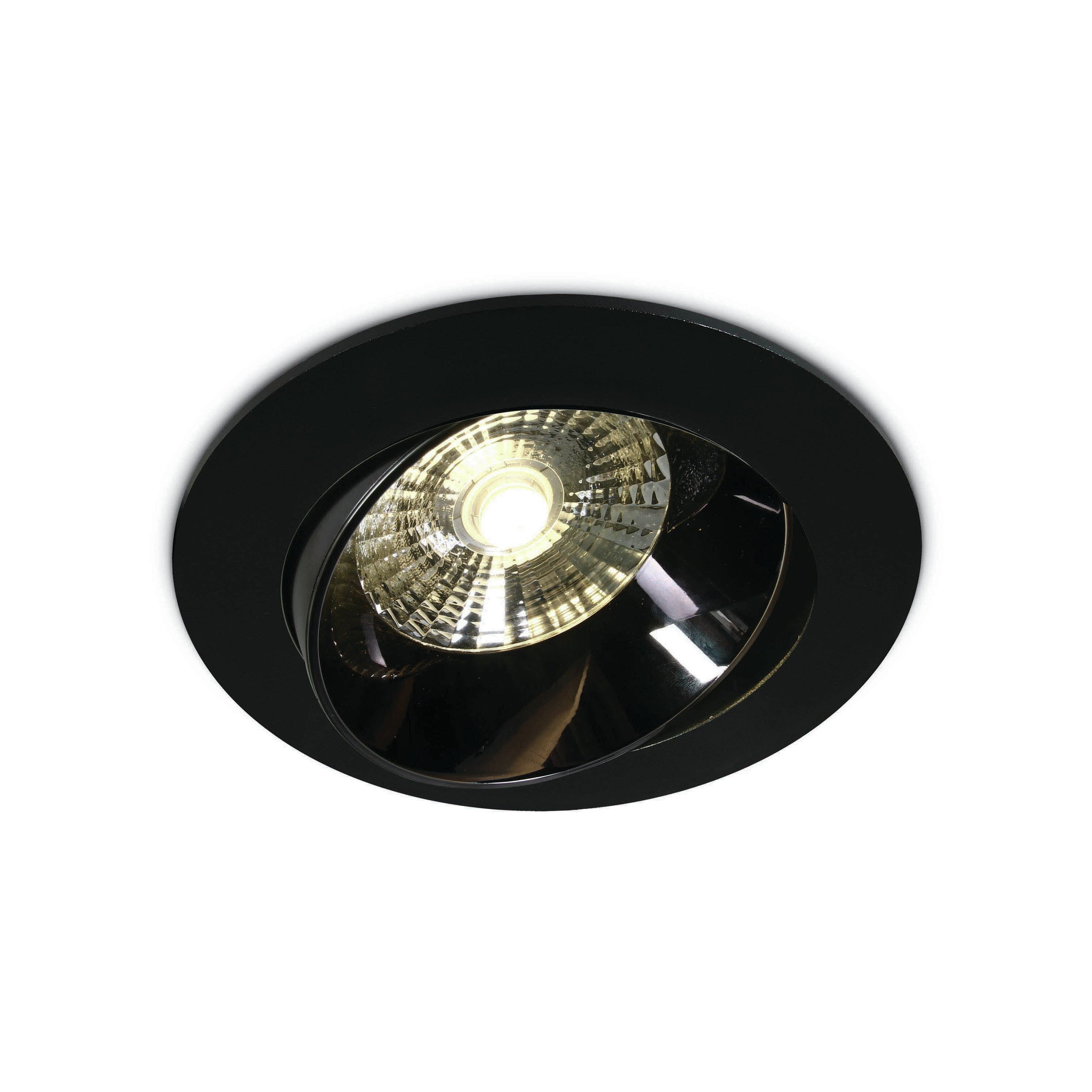 One Light Dark Mirror Reflector - Inbouwspot - Ø 160 Mm, Ø 140 Mm Inbouwmaat - 20W Led Incl. - Zwart
