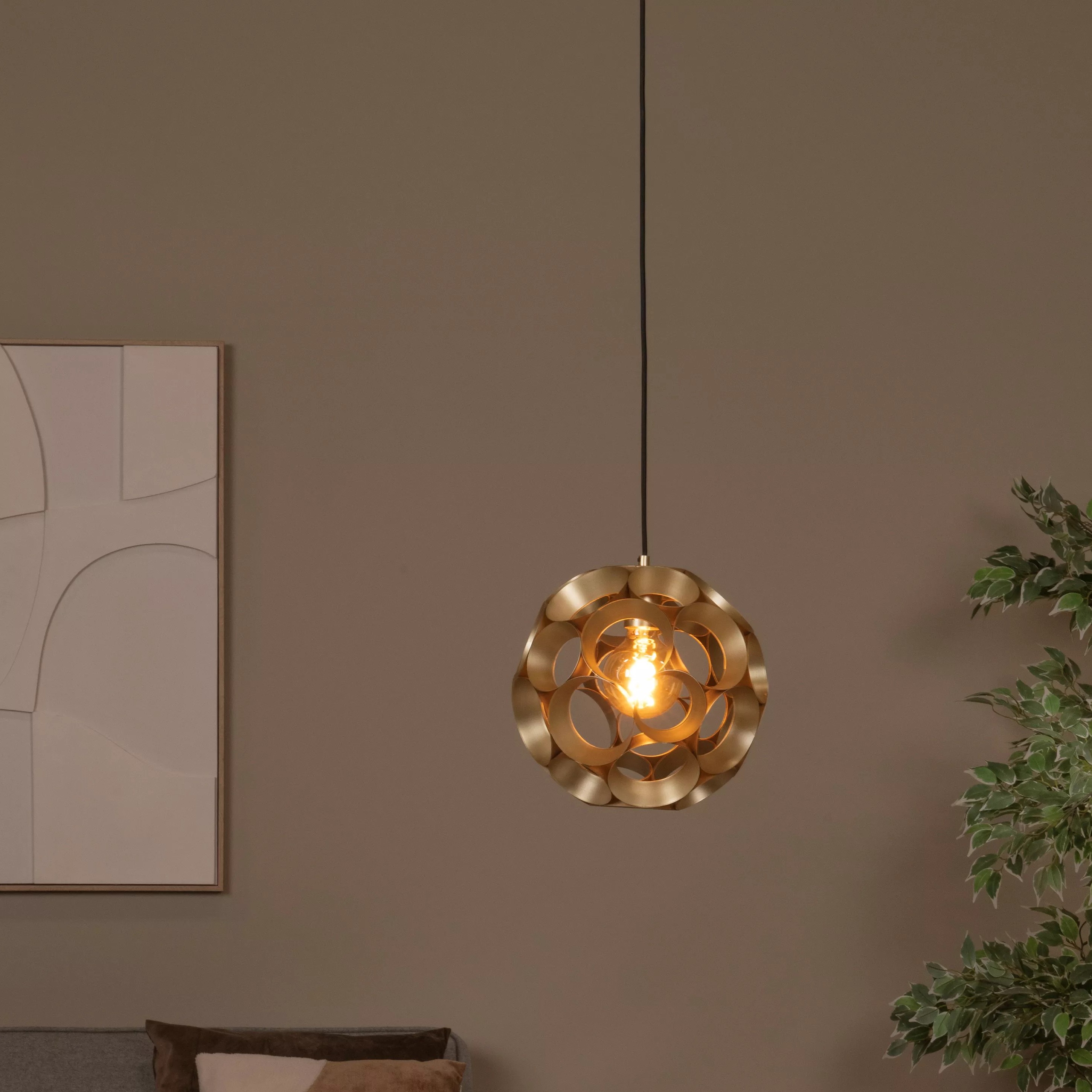Lucide Hannelore - Hanglamp - Ø 30 X 163 Cm - Goud