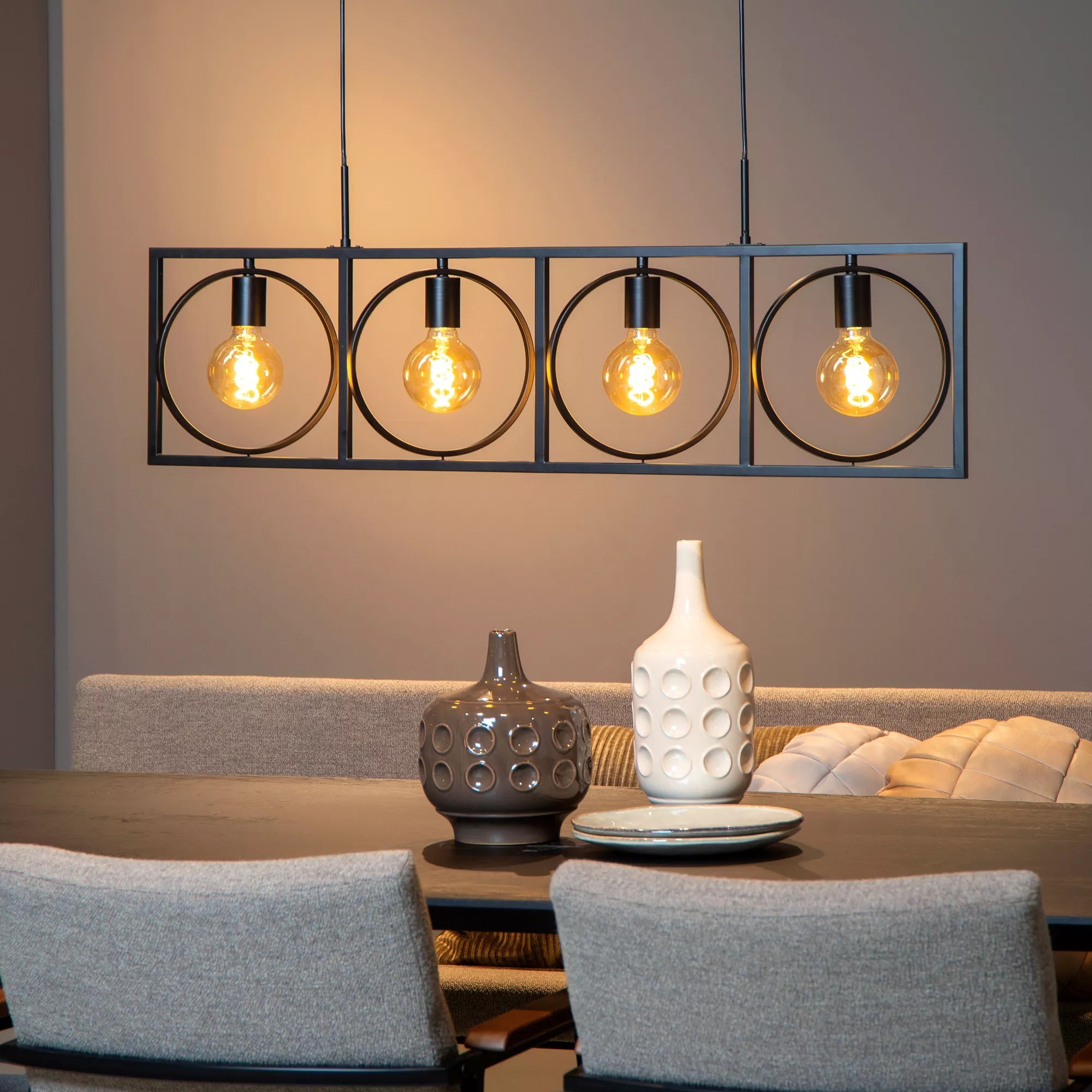 Lucide Suus - Hanglamp - 107, 8 X 23, 5 X 160 Cm - Zwart