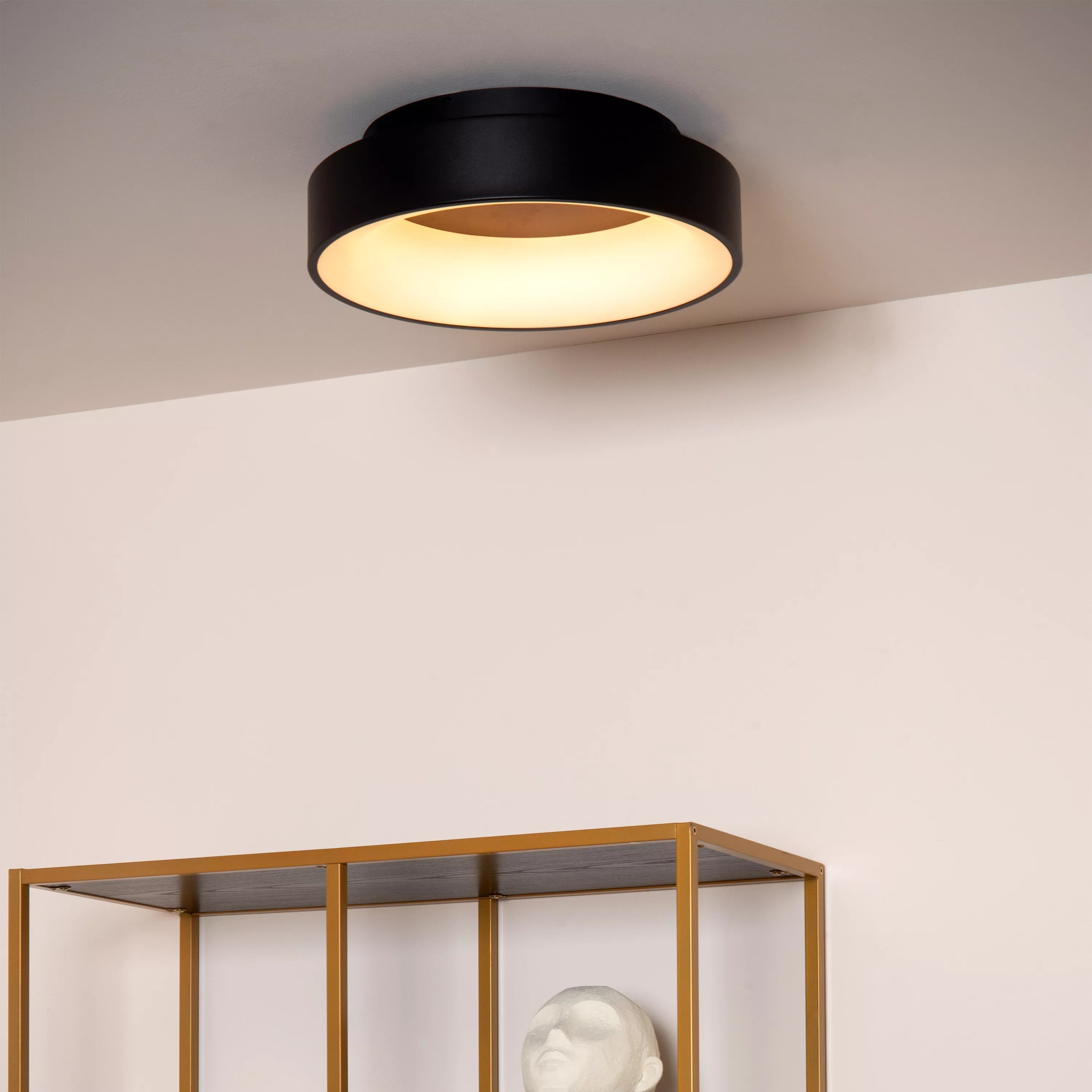 Lucide Mirage - Plafondlamp - Ø 38 X 11, 5 Cm - 22W Dimbare Led Incl. - Zwart