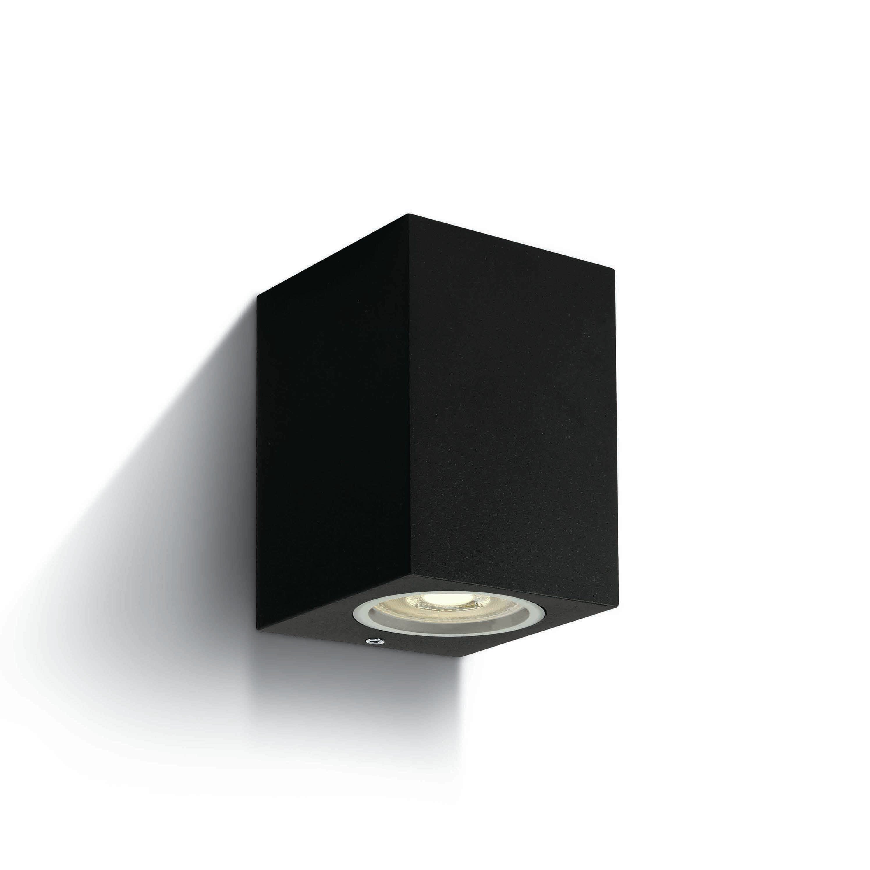 One Light GU10 Outdoor Cube Lights - Buiten Wandverlichting - 7 X 7, 7 X 10 Cm - IP65 - Zwart