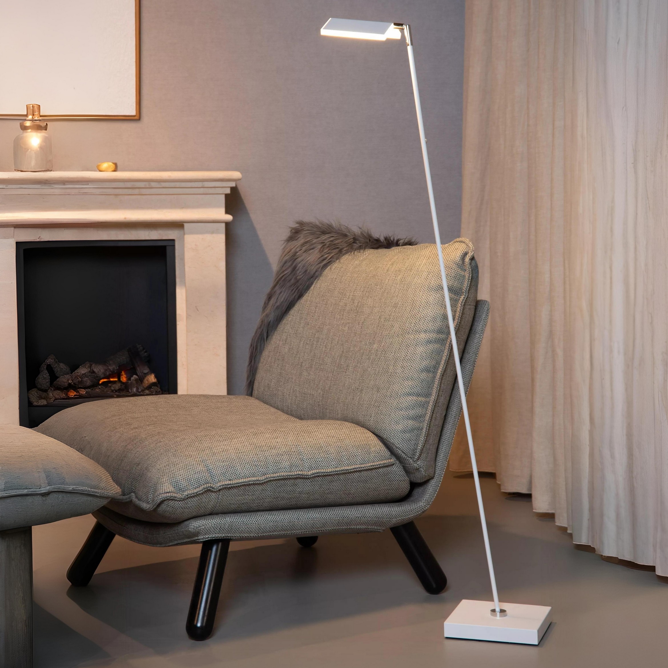 Lucide Aaron - Vloerlamp - 20 X 20 X 134 Cm - 10W Dim To Warm Led Incl. - Wit