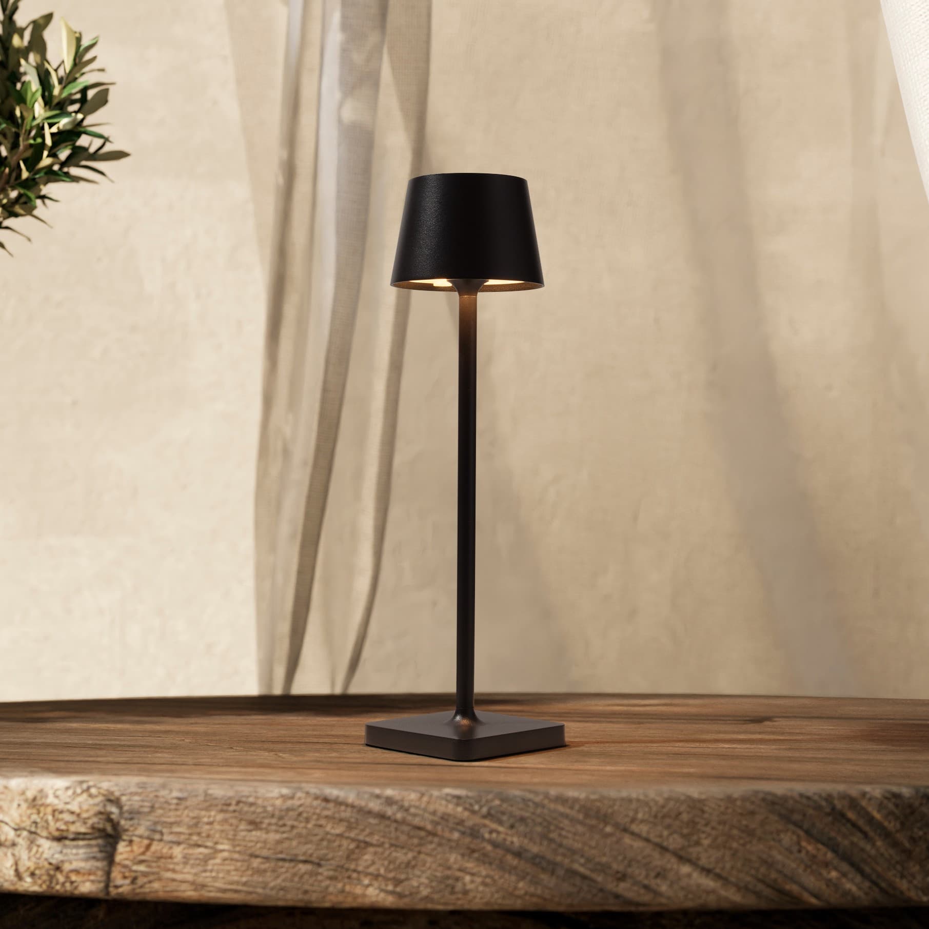 Nova Luce Deck - tafellamp met usb-poort - Ø 8,5 x 30 cm - 2W dimbare LED incl. - IP54 - donker antraciet