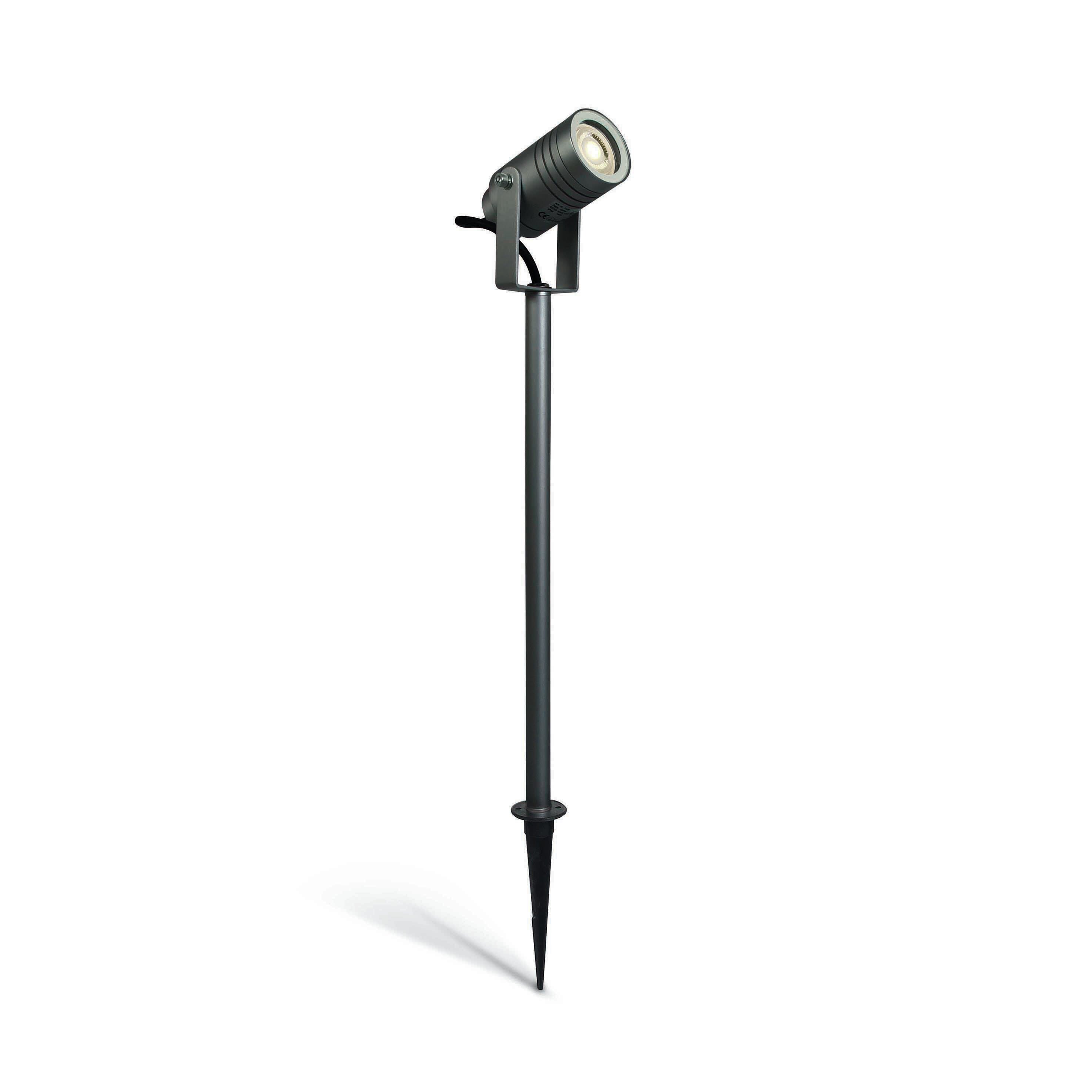One Light GU10 Garden - Grondspot Op Piek - Ø 13, 2 X 70 Cm - IP65 - Antraciet