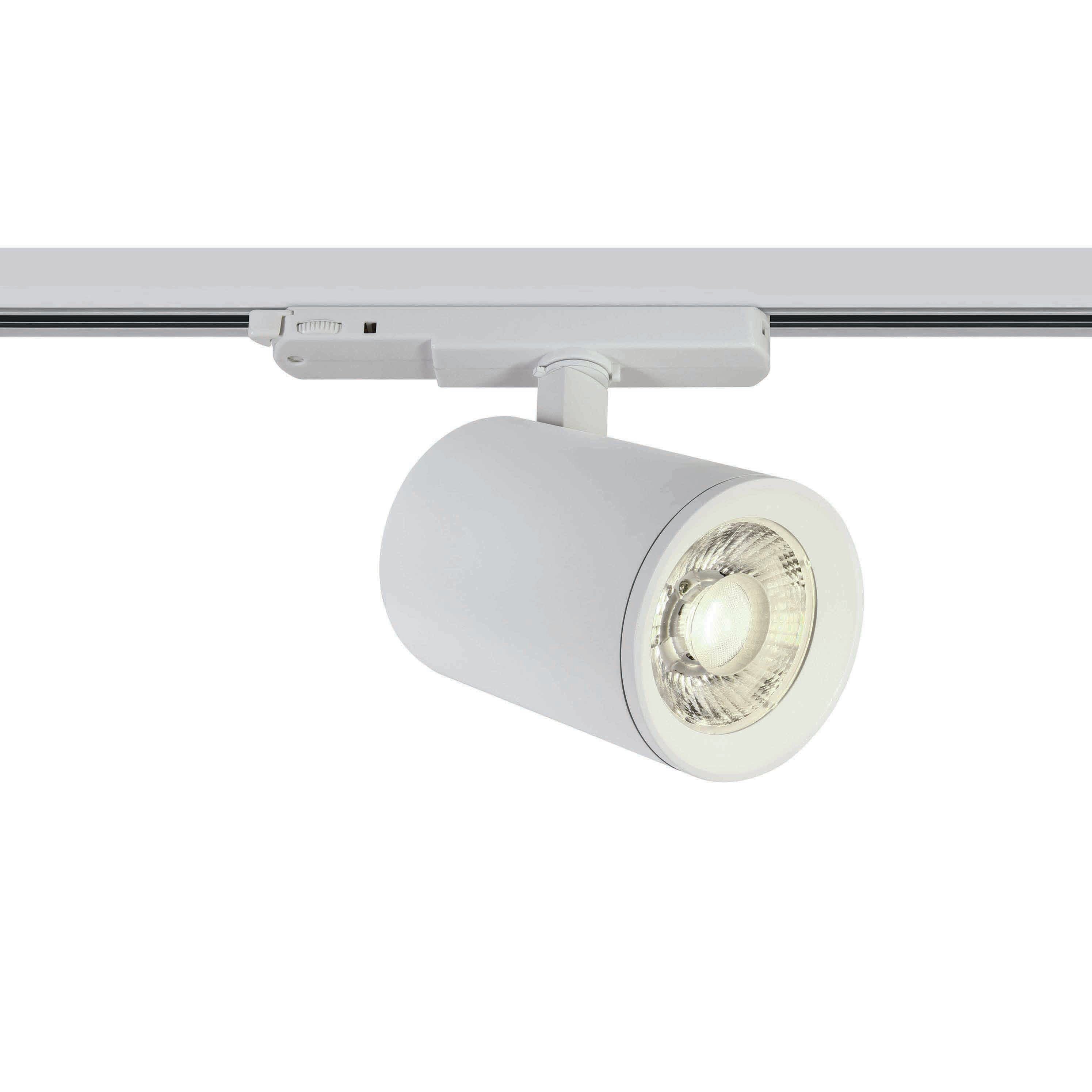 One Light Shop Pro - Rail Spot - 3-fase Railsysteem - Ø 10 X 14, 1 Cm - 40W Dimbare Led Incl. - Wit - Witte Lichtkleur