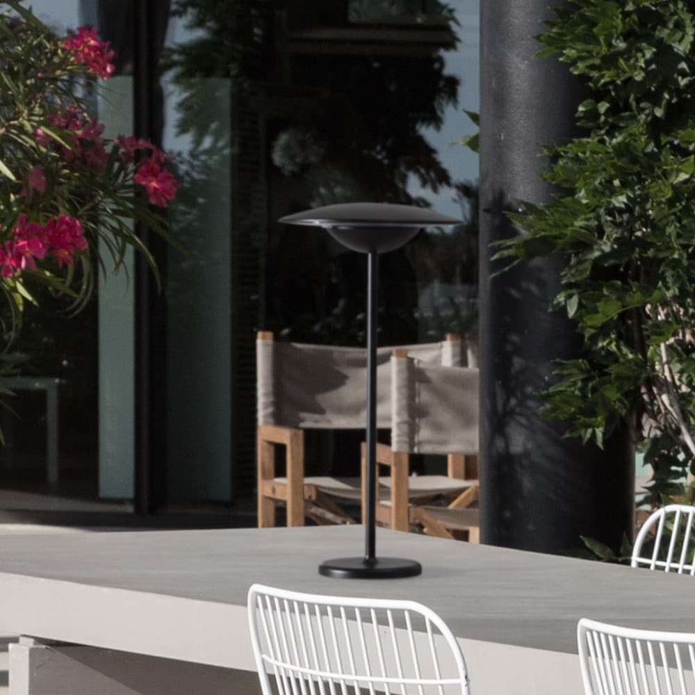 Nova Luce Fumo - tafellamp met usb-poort - Ø 19 x 38 cm - 2W dimbare LED incl. - IP54 - zandzwart