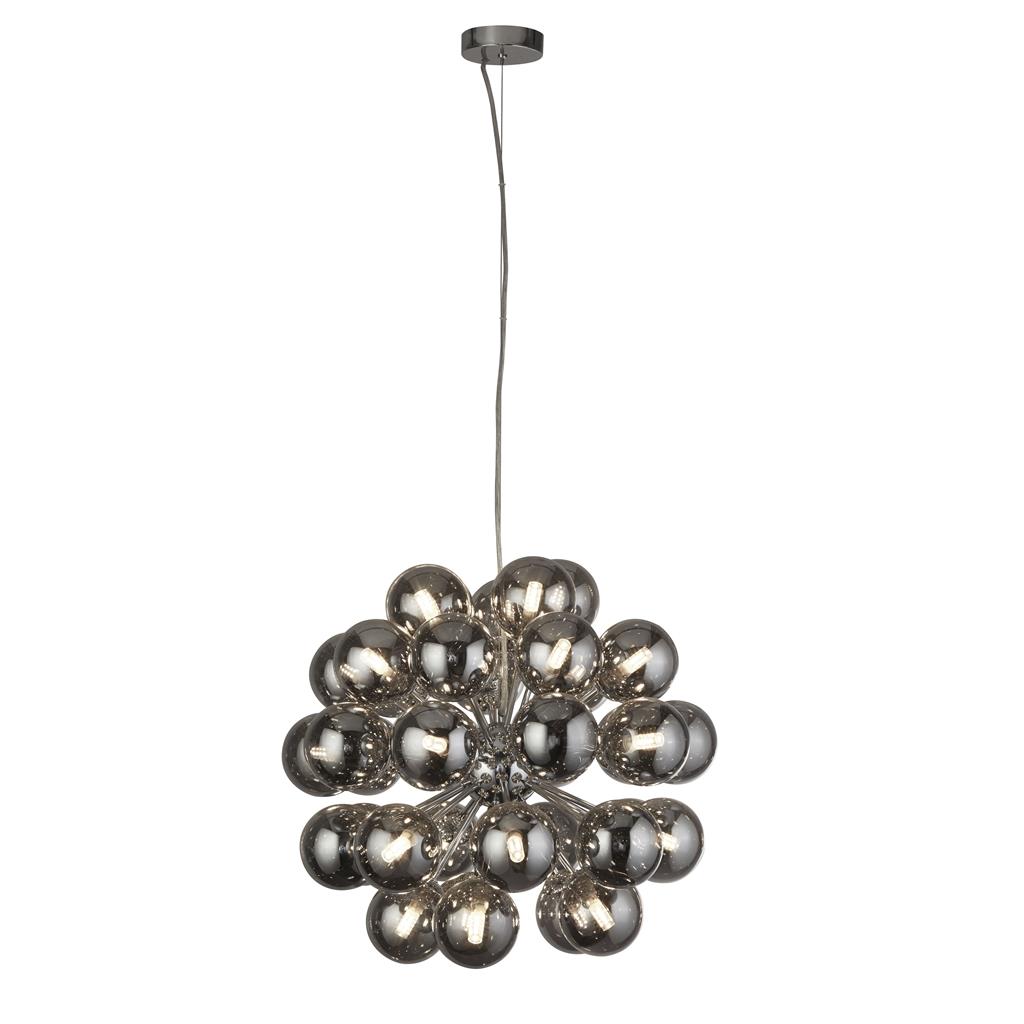 Searchlight Berry - Hanglamp - Ø 51 X 150 Cm - Chroom En Gerookt Glas