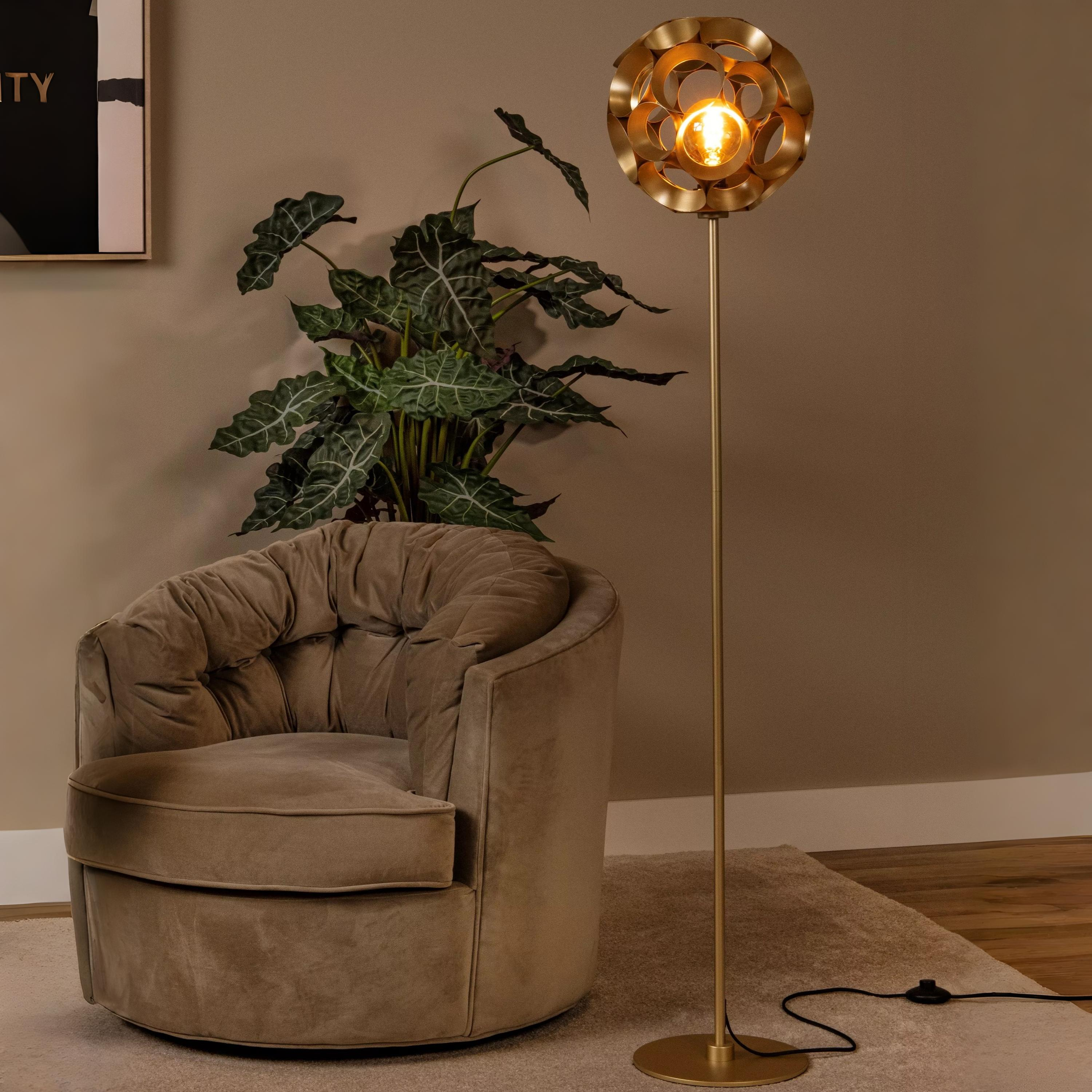 Lucide Hannelore - Vloerlamp - Ø 30 X 149, 6 Cm - Goud