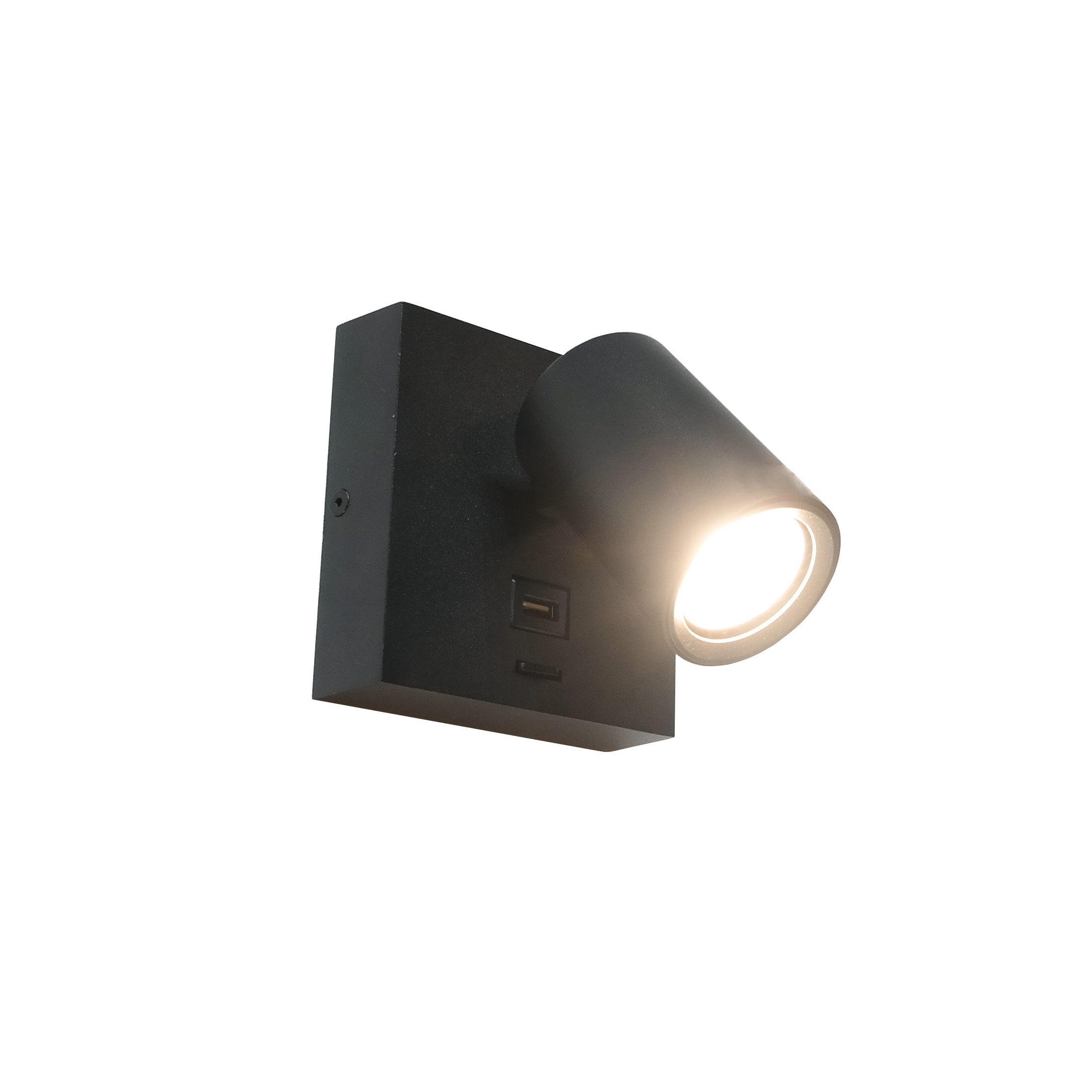 Artdelight Master - Wandverlichting Met Schakelaar En Usb-poort - 11, 5 X 12, 5 X 11, 5 Cm - 6W Led Incl. - Zwart