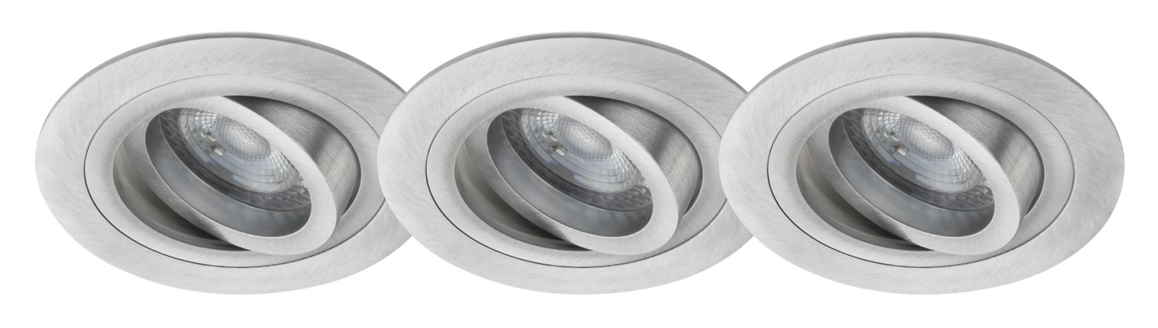 SHOWROOMMODEL -Energetic Brindisi - set van 3 - 6,7W dimbare LED incl. -  Ø 92 mm,  Ø 78 mm inbouwmaat - geborsteld aluminium (einde reeks)