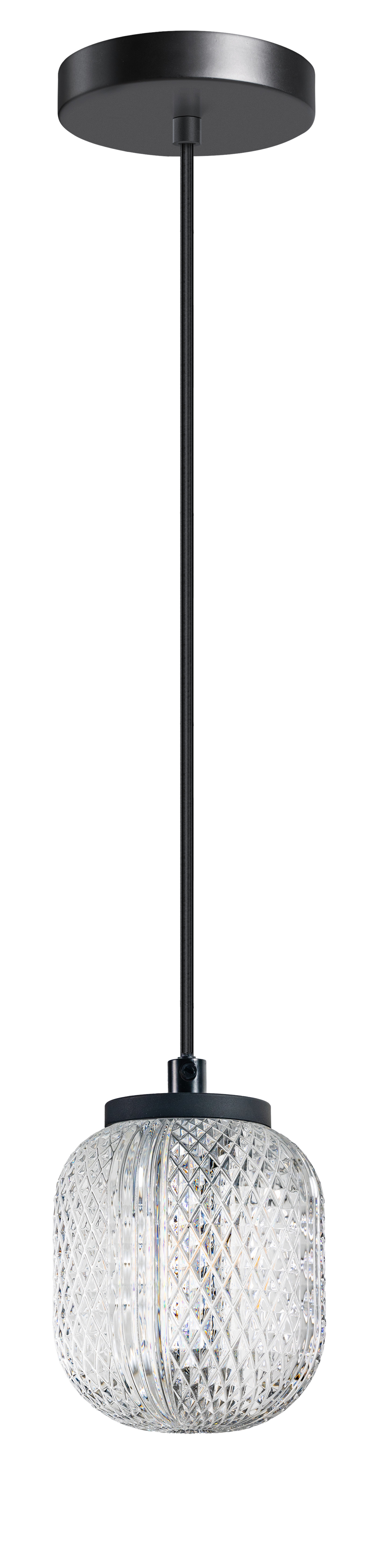 Eth Kristel - Hanglamp - Ø 15 X 200 Cm - Transparant En Zwart