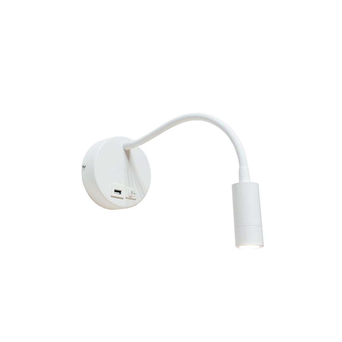 Artdelight Flex-Usb - Wandverlichting Met Schakelaar En Usb-poort - Ø 11 X 34 Cm - 3W Led Incl. - Wit