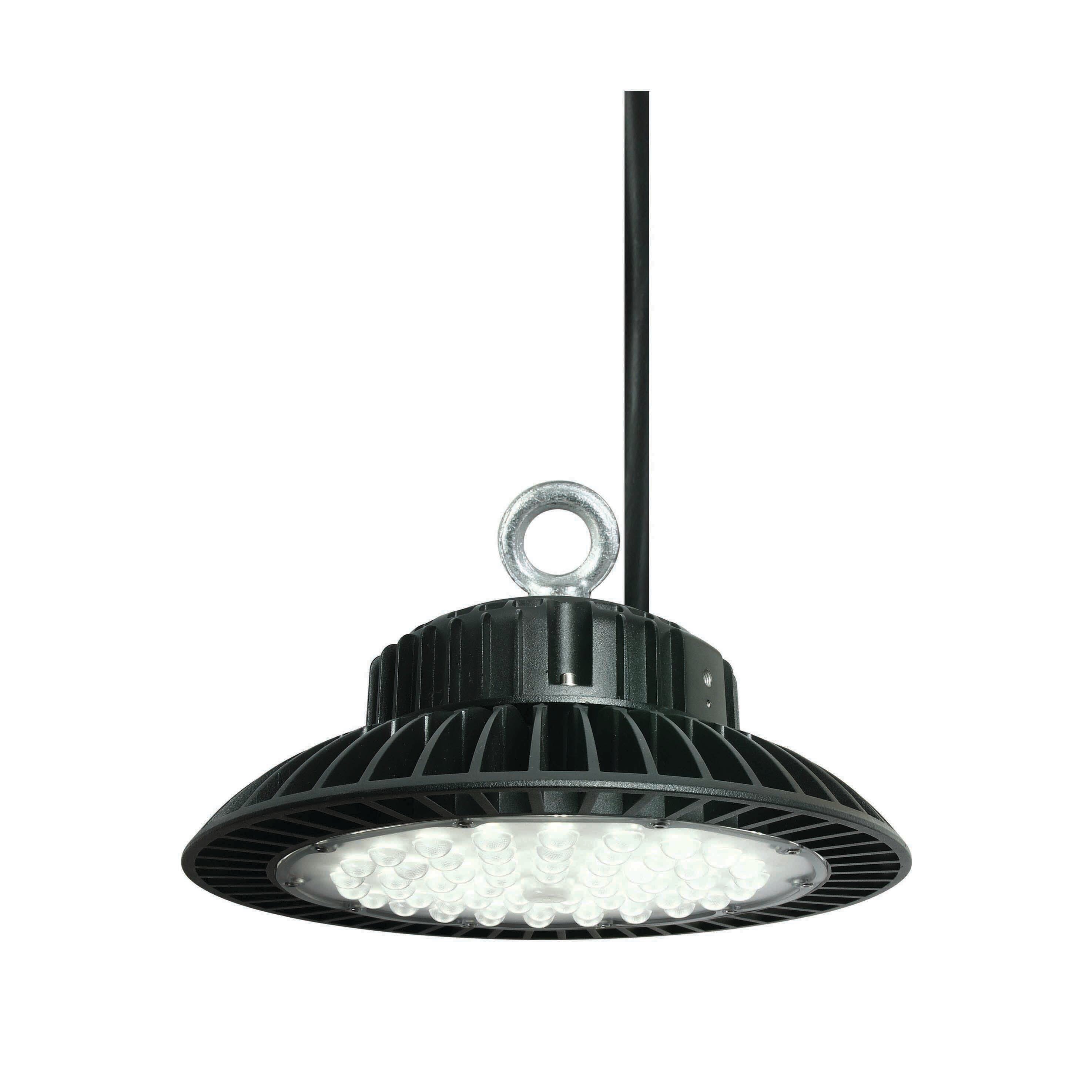 One Light Industrial Led Ufo - Buiten Plafond/wandverlichting - Ø 27 X 17 Cm - 150W Led Incl. - IP65 - Zwart