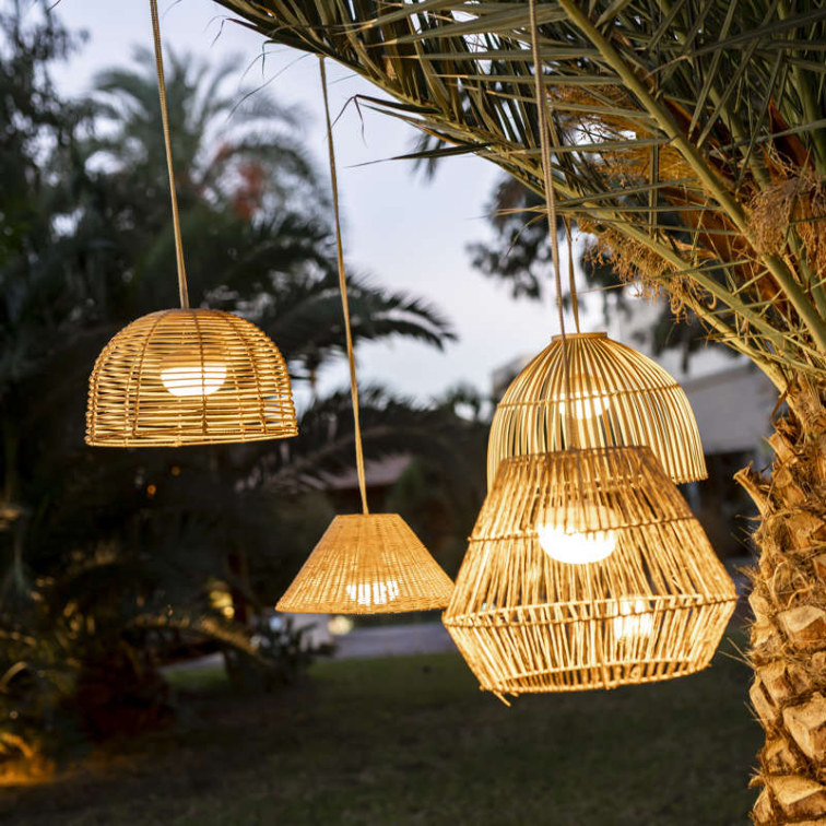 hellum Hanglamp met batterij en afstandsbediening outdoor set van 2, A130 13 cm, smoky gloeilamp, dimbare retro hanglamp met batterij (8 x AA niet inbegrepen) 151466