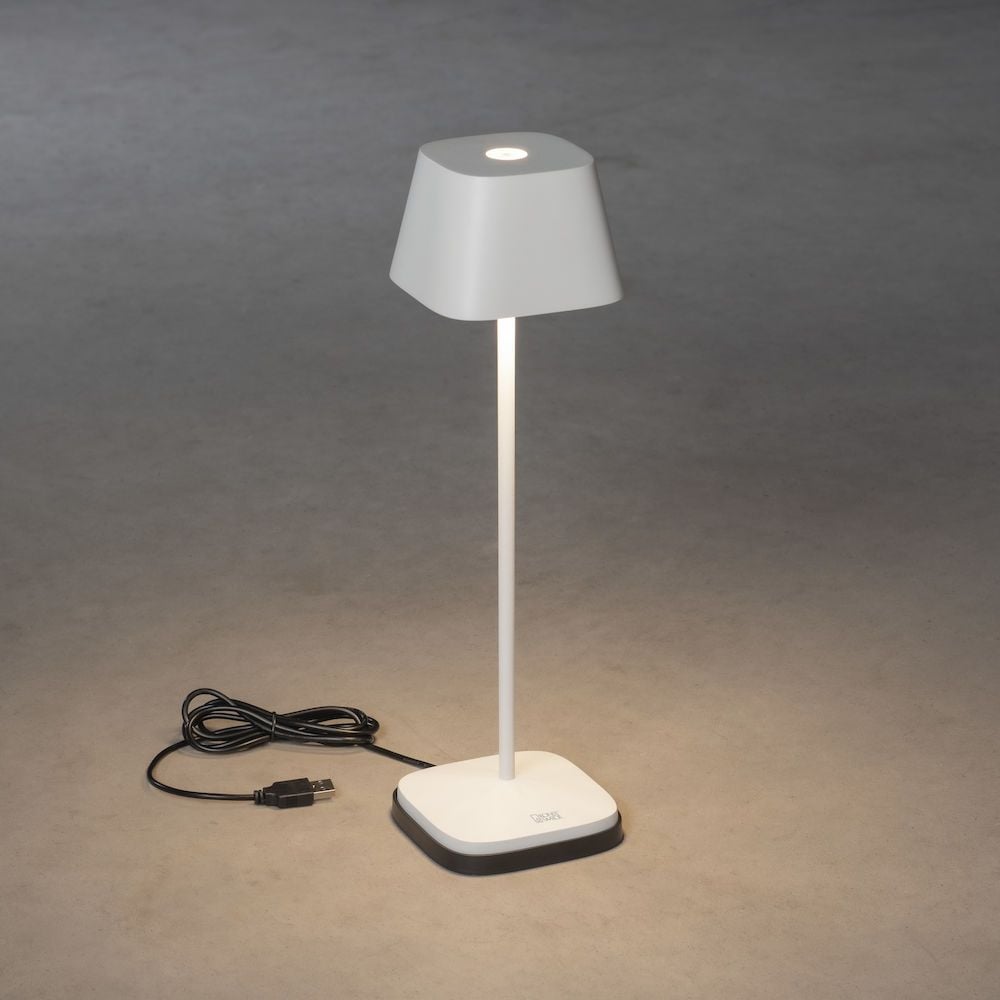 voldoende driehoek Vlucht Konstsmide Capri - draadloze buiten tafellamp met laadstation - Ø 10 x 36  cm - 2,2W dimbare LED incl. - IP54 - wit | Lichtkoning