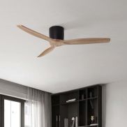 Nova Luce Ninemia - plafondventilator met afstandsbediening - Ø 132 cm - zandzwart en natuurlijk hout