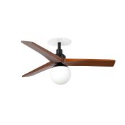Faro Klim S - plafondventilator met licht en inbouwrozet - Ø 92,5 cm - mat zwart en donker walnoot