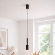 Nova Luce Joy - hanglamp - Ø 4 x 200 cm - 7W LED incl. - zandzwart