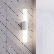 Nordlux Helva Double Basic - wandverlichting - 10,6 x 5,7 x 42,5 cm - 9W LED incl. - IP44 - wit