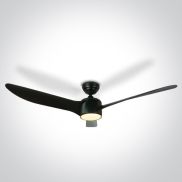 ONE Light Black Body - plafondventilator met licht en afstandsbediening - Ø 132 x 35 cm - 22W LED incl. - zwart