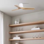 Faro Heywood Tub S - plafondventilator - Ø 90 cm - mat wit en pino