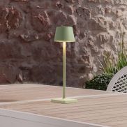 Nova Luce Deck - oplaadbare tafellamp - Ø 8,5 x 30 cm - 2W dimbare LED incl. - IP54 - olijfgroen