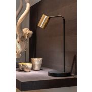 Artdelight Megano - tafellamp - Ø 17 x 45 cm - zwart met goud
