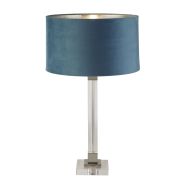 Searchlight Scarborough - tafellamp - Ø 38 x 67 cm - satijn nikkel, zilver en blauwgroen