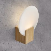 Nordlux Hester - wandverlichting - 20 x 25,5 x 9,25 cm - 3 stappen Moodmaker functie - 9,5W LED incl. - IP44 - houtfolie