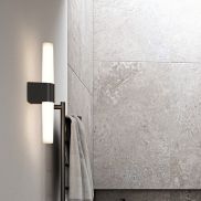 Nordlux Helva Double Basic - wandverlichting - 10,6 x 5,7 x 42,5 cm - 9W LED incl. - IP44 - zwart